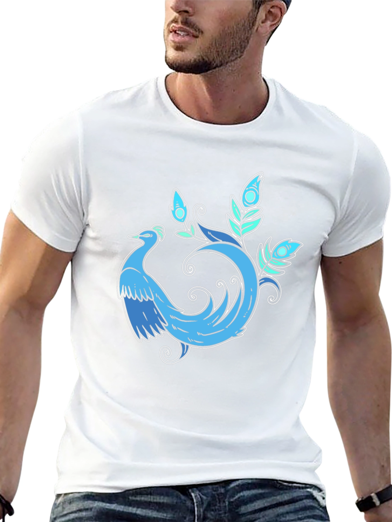 Blue Phoenix Graphic Tee - Stylish Bird Design