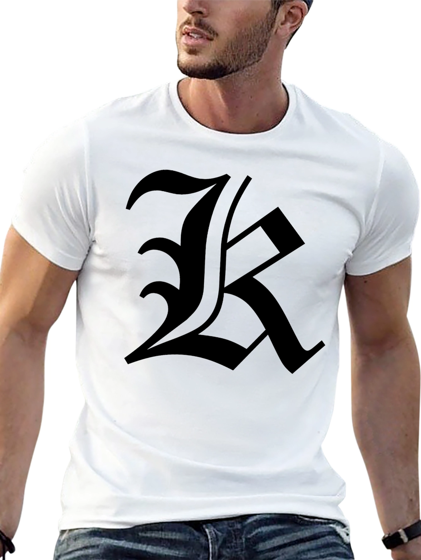 Mens Black T-Shirt with Bold Letter Graphic