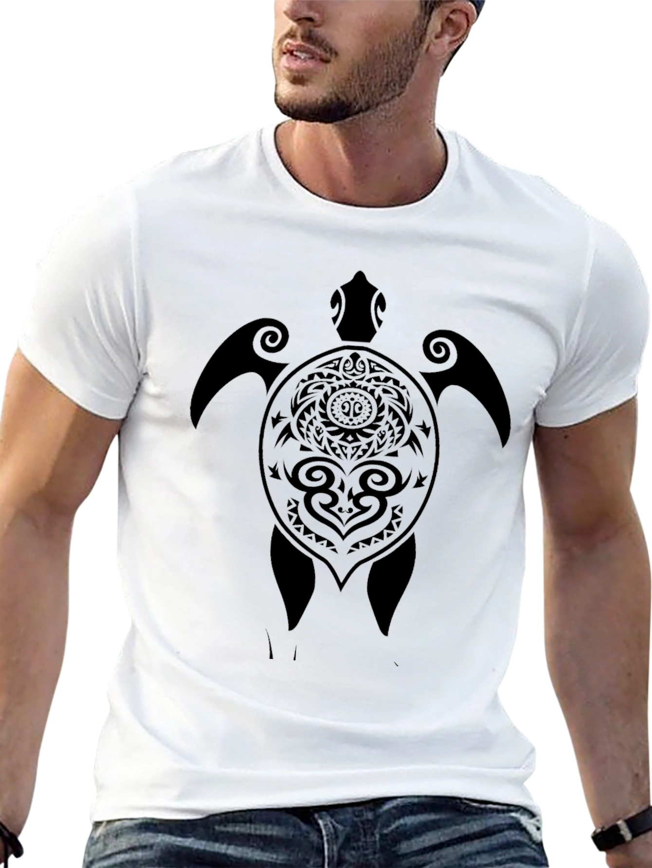 Tribal Turtle Graphic Black T-Shirt