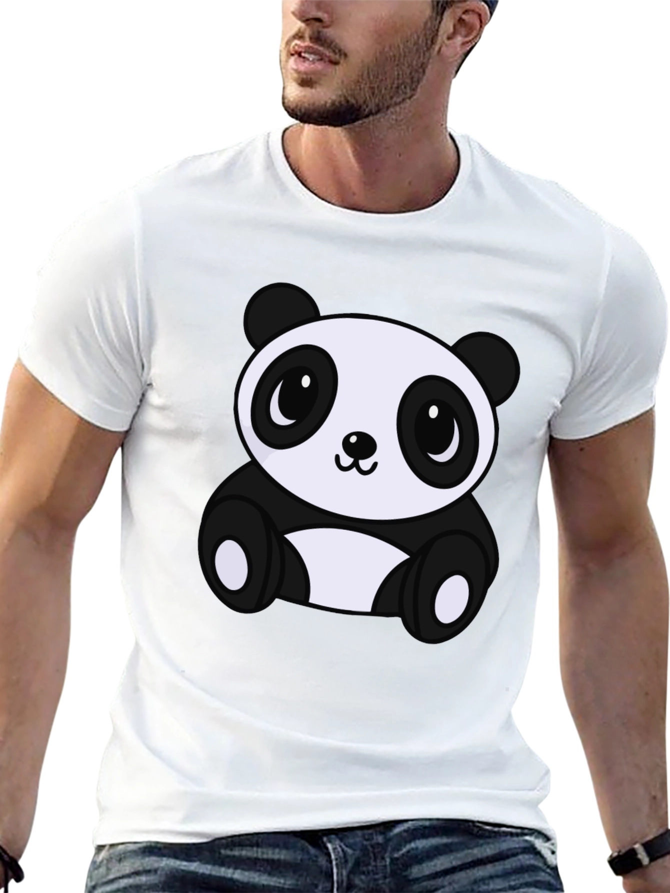Cute Panda Bear Graphic Tee - Soft Black T-Shirt