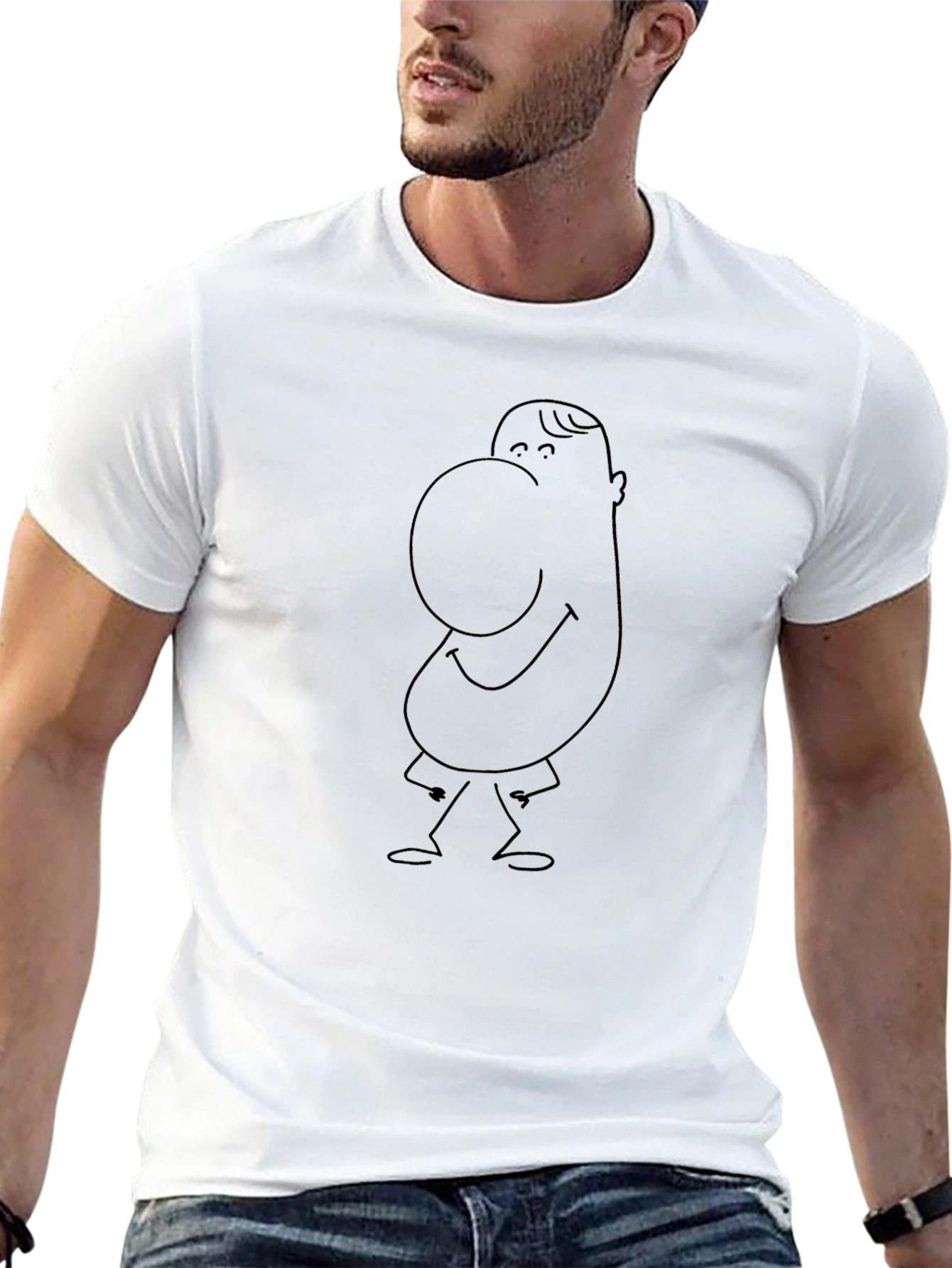 Black T-Shirt with Cartoon Character Design