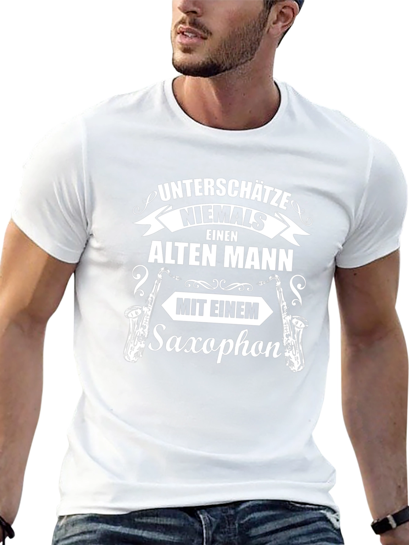 Saxophonist Old Man Graphic T-Shirt