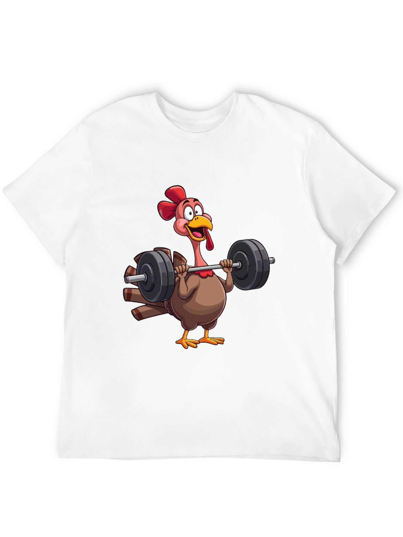 Funny Turkey Lifting Weights Black T-Shirt