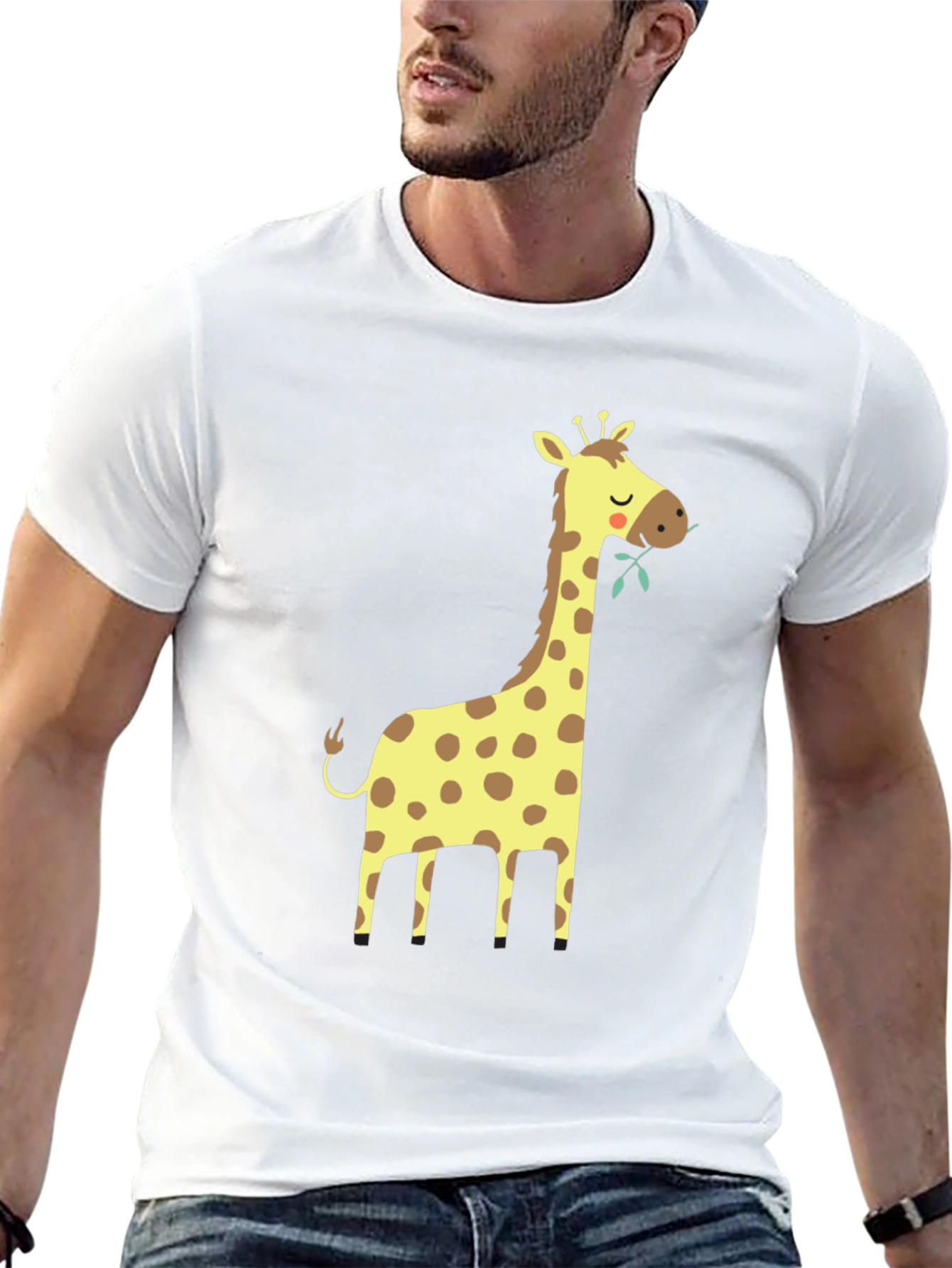 Giraffe Graphic Tee - Black Cotton T-Shirt