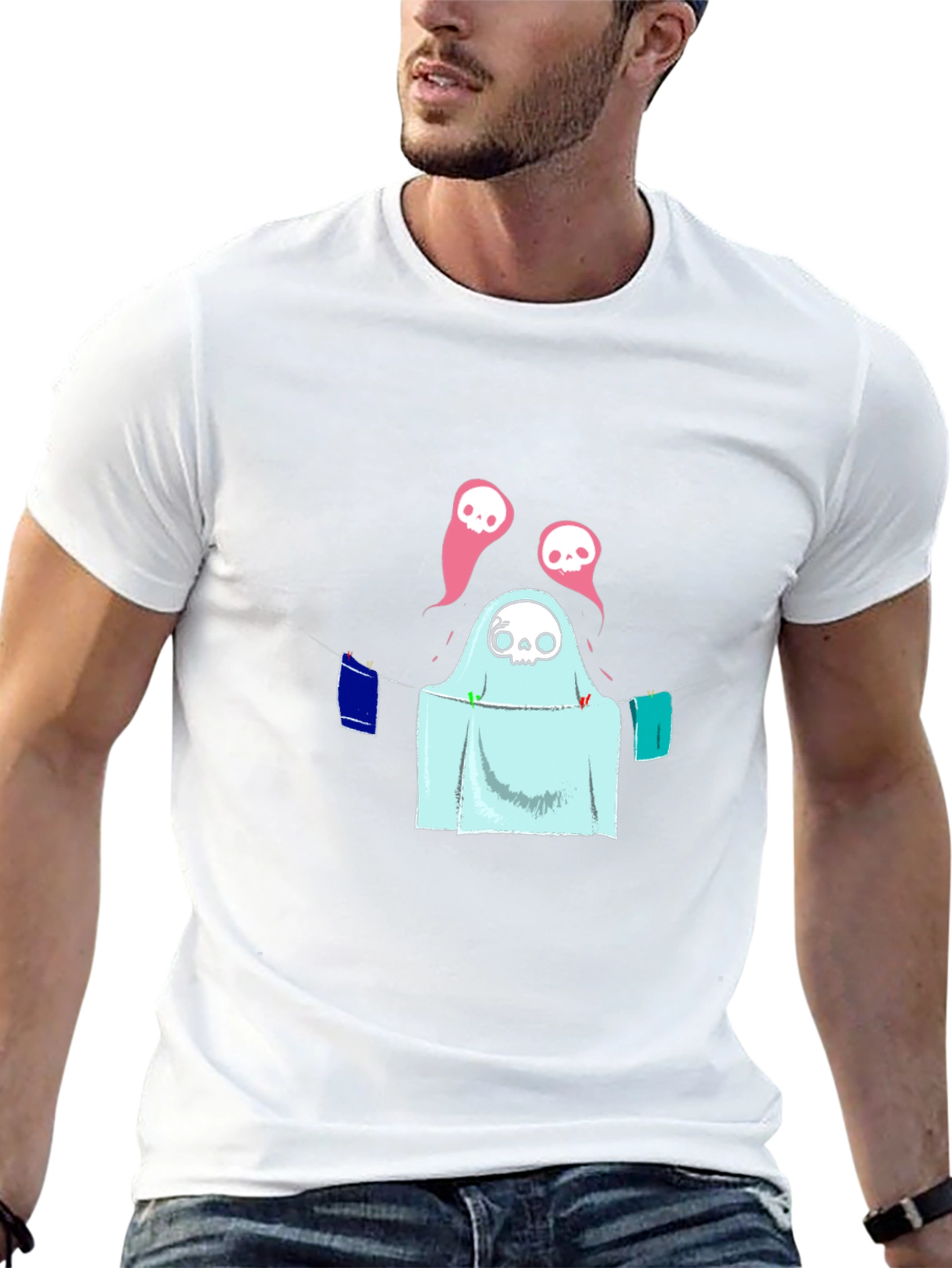 Spooky Laundry Ghost T-Shirt - Halloween Fun