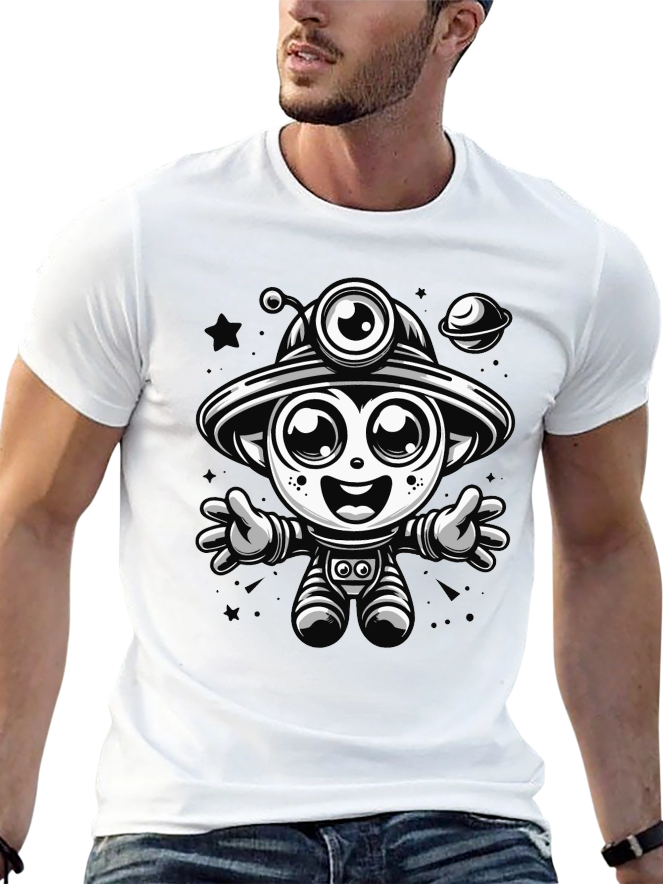 Astronaut Cartoon Graphic T-Shirt