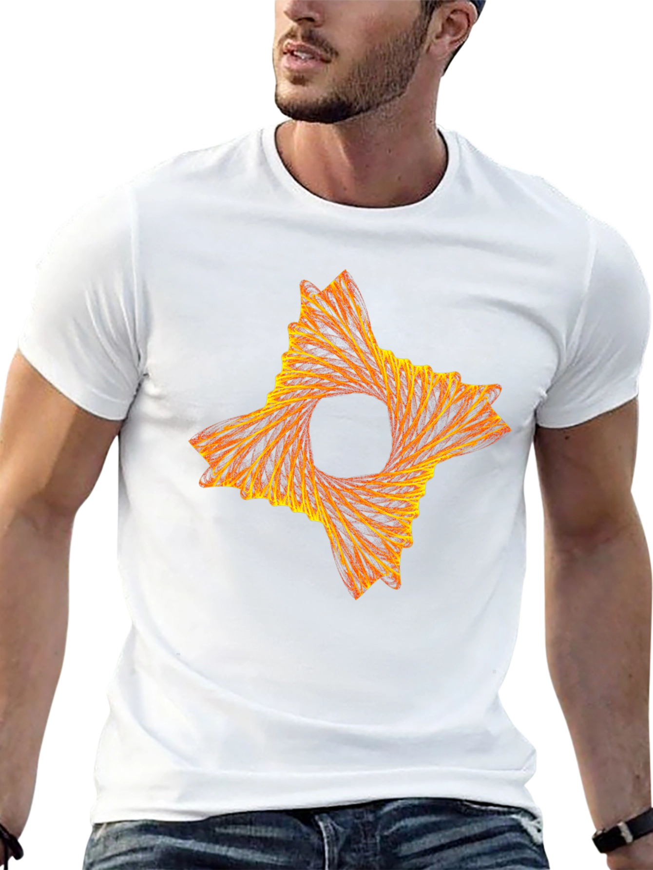 Abstract Fiery Star Graphic Tee - Black Cotton T-Shirt