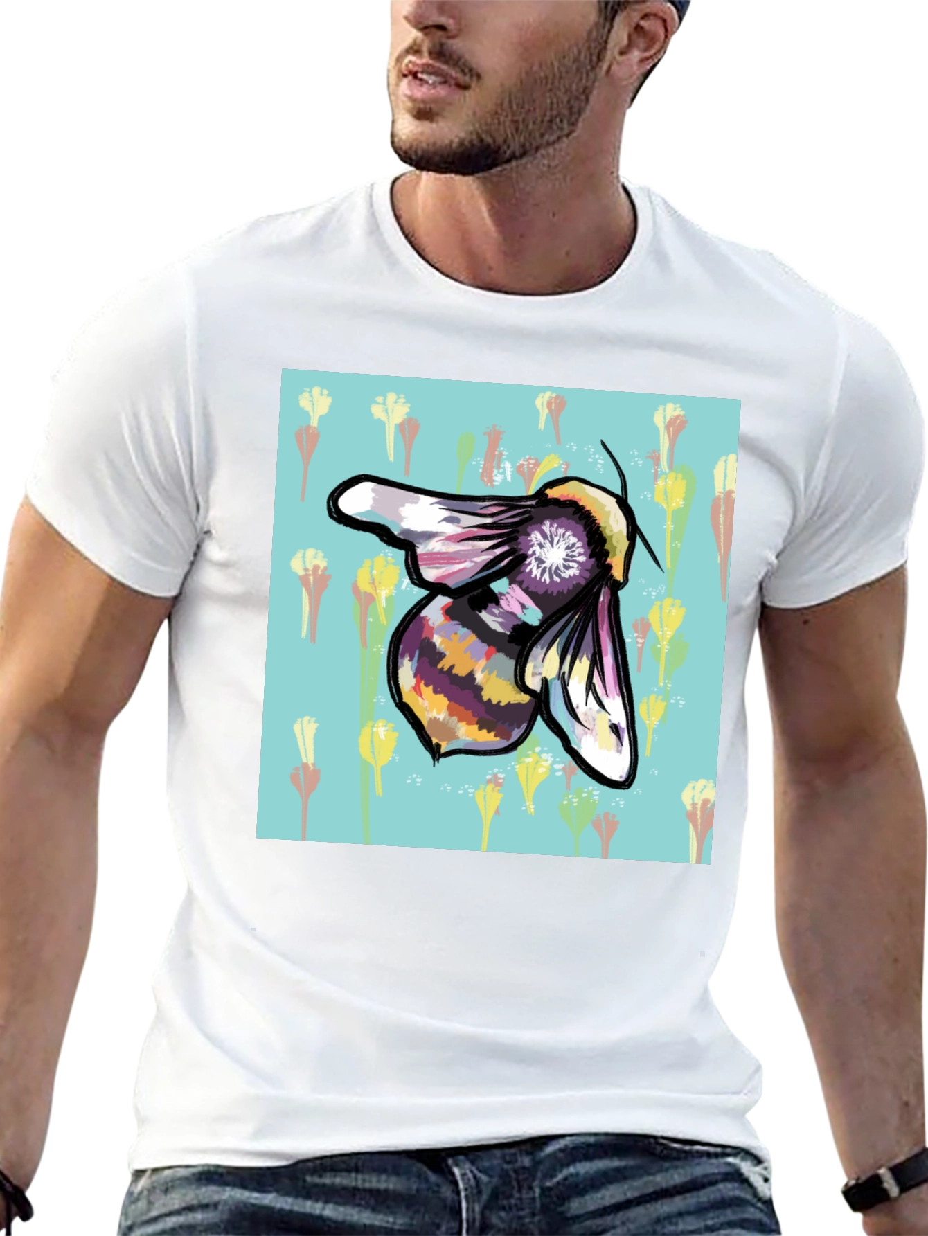 Bee Graphic Print Black T-Shirt