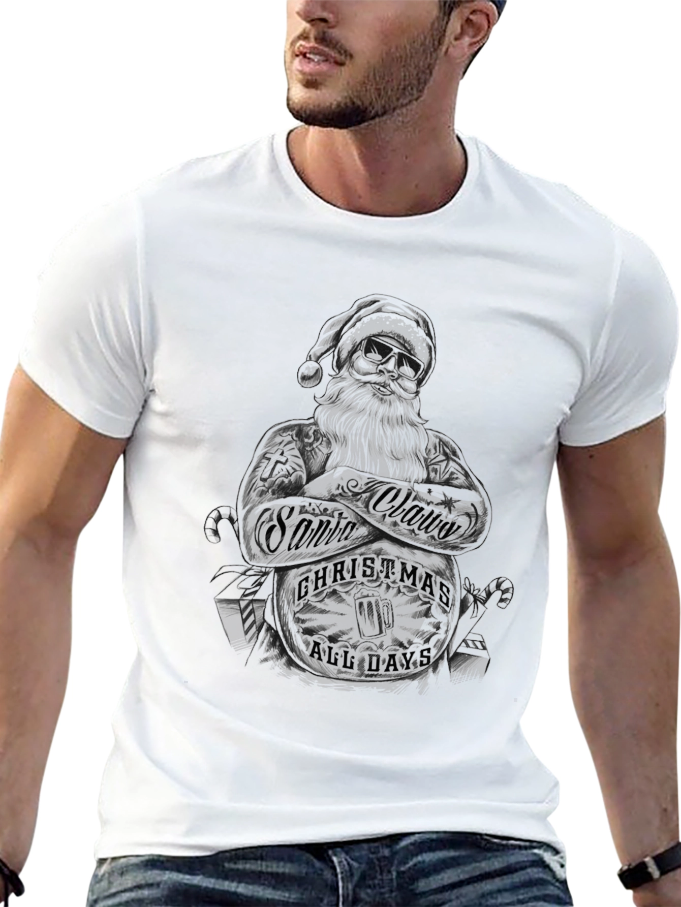 Santa Claus Christmas All Day Graphic T-Shirt