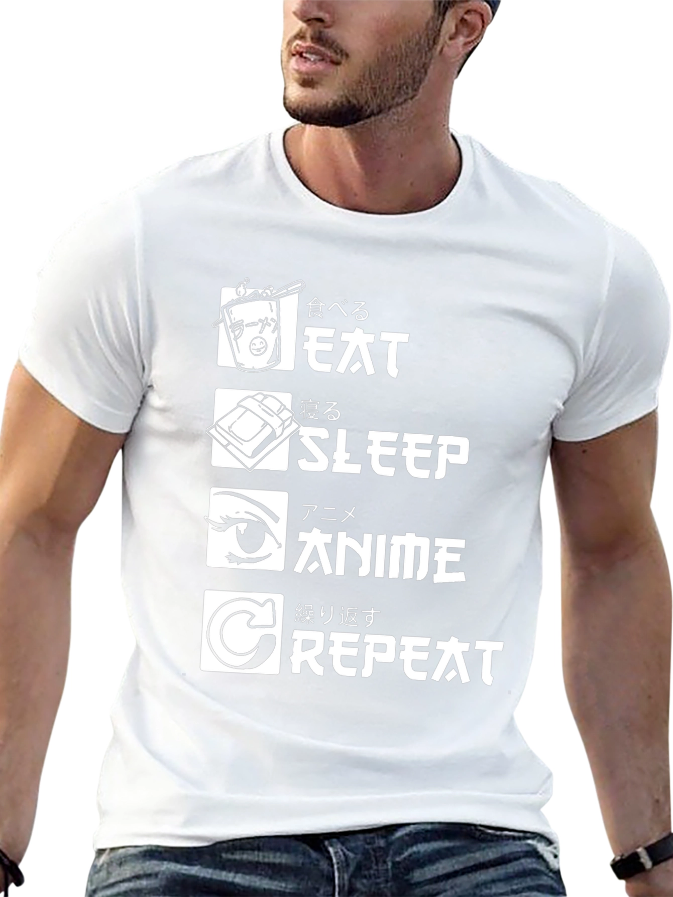 Eat Sleep Anime Repeat Graphic Tee
