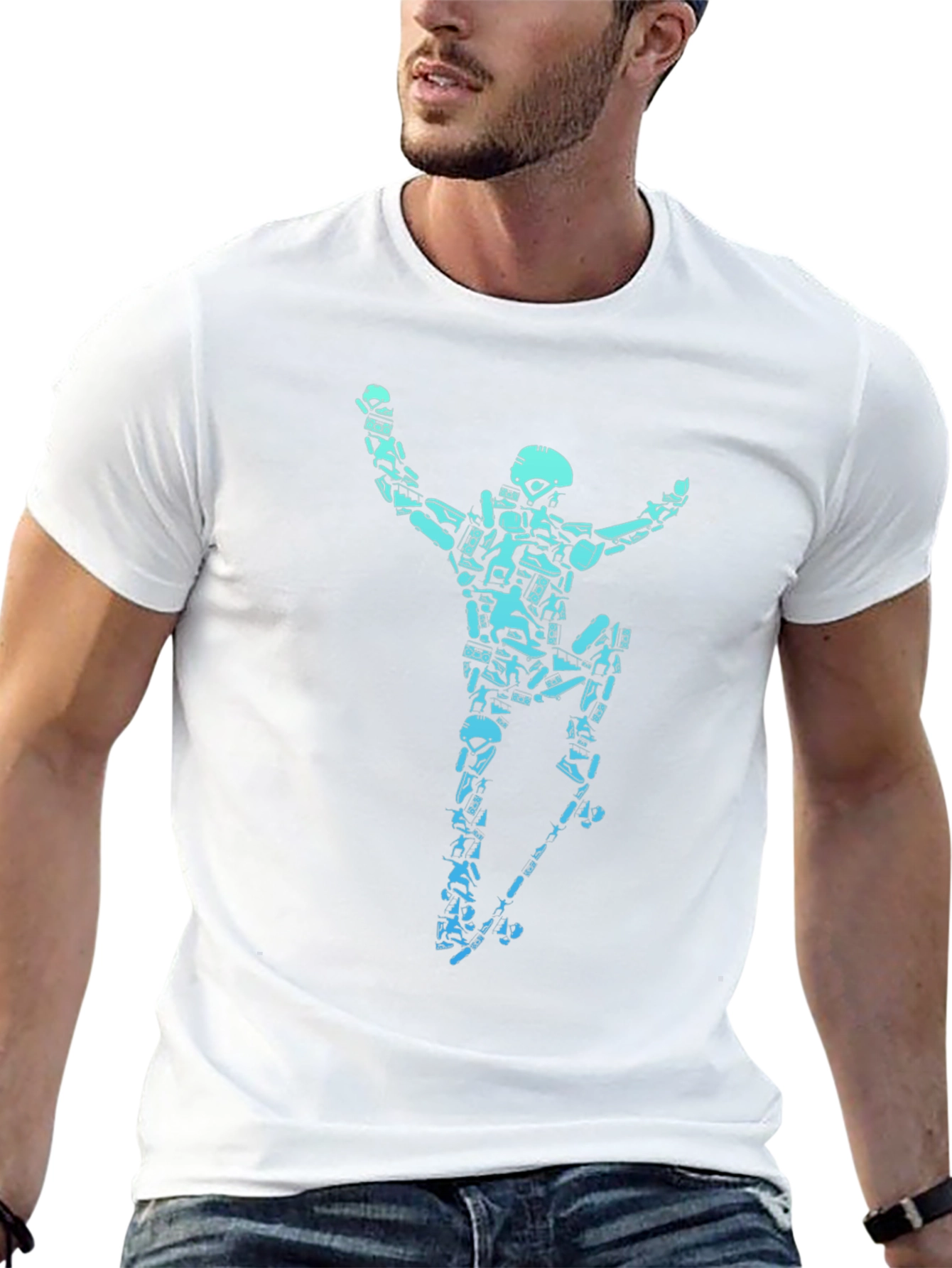 Skateboarding Skeleton Graphic Tee - Cool & Edgy Style