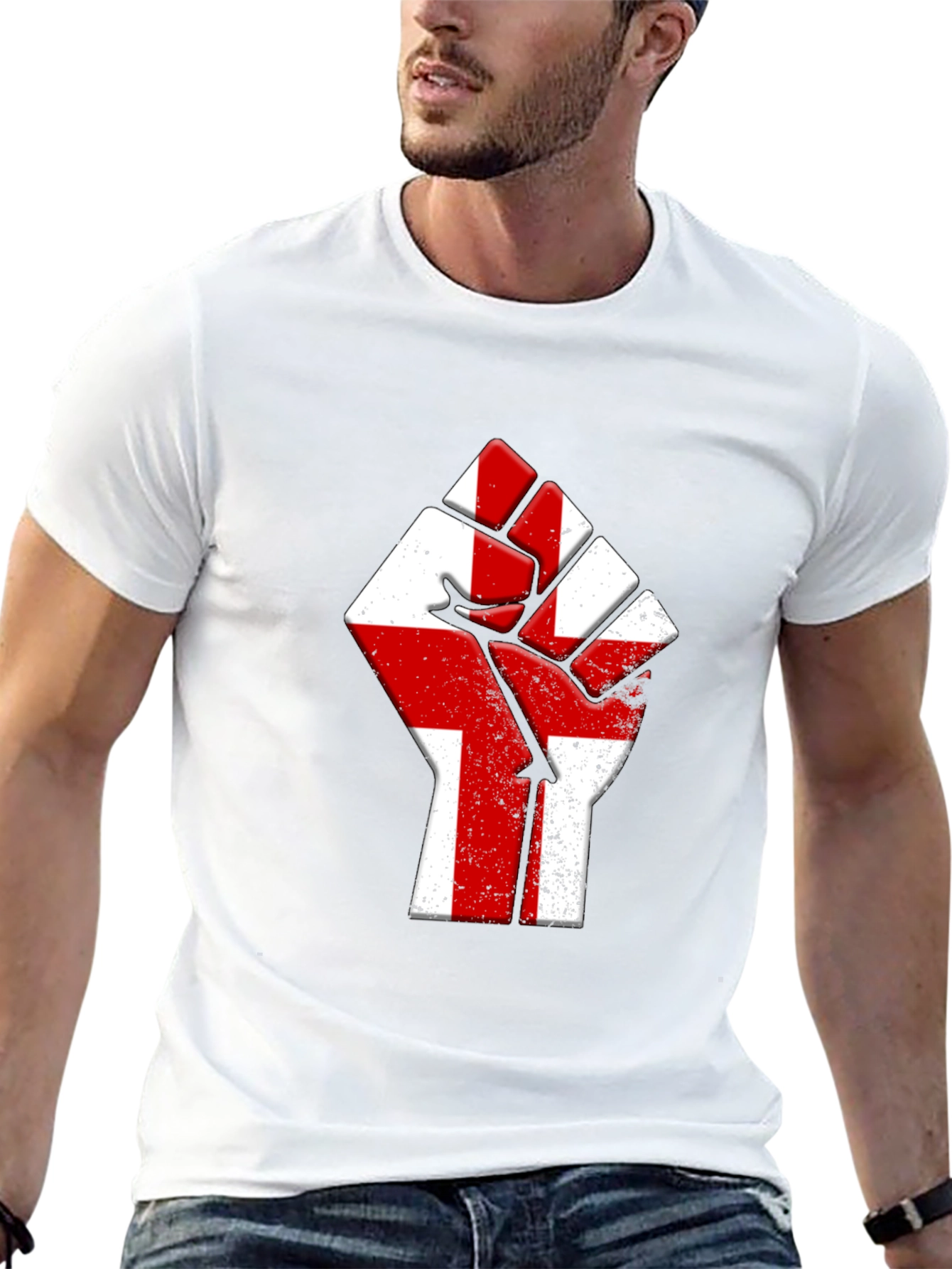 England Flag Fist T-Shirt - Show Your Pride!