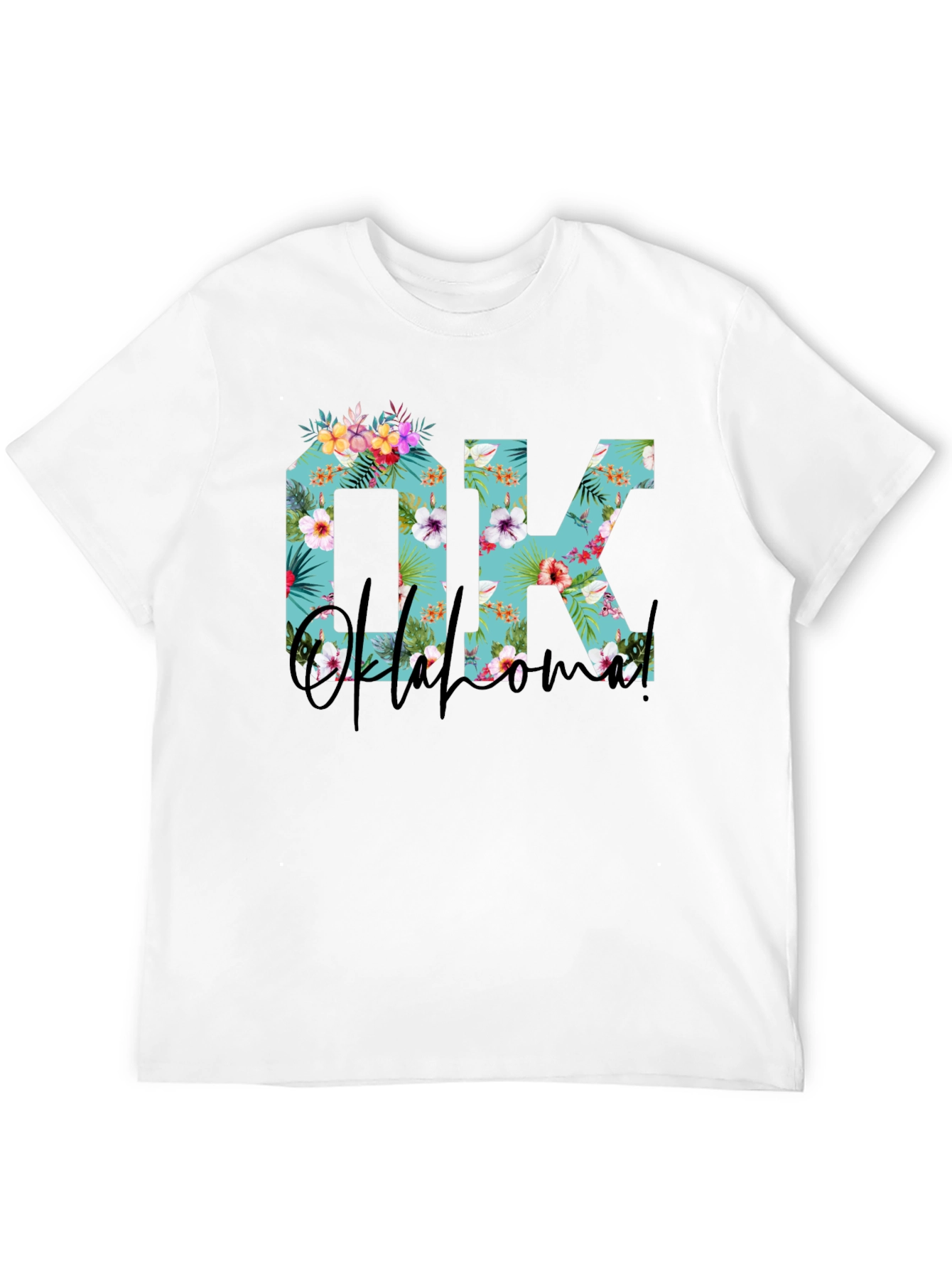 Floral OK Oklahoma T-Shirt - Black