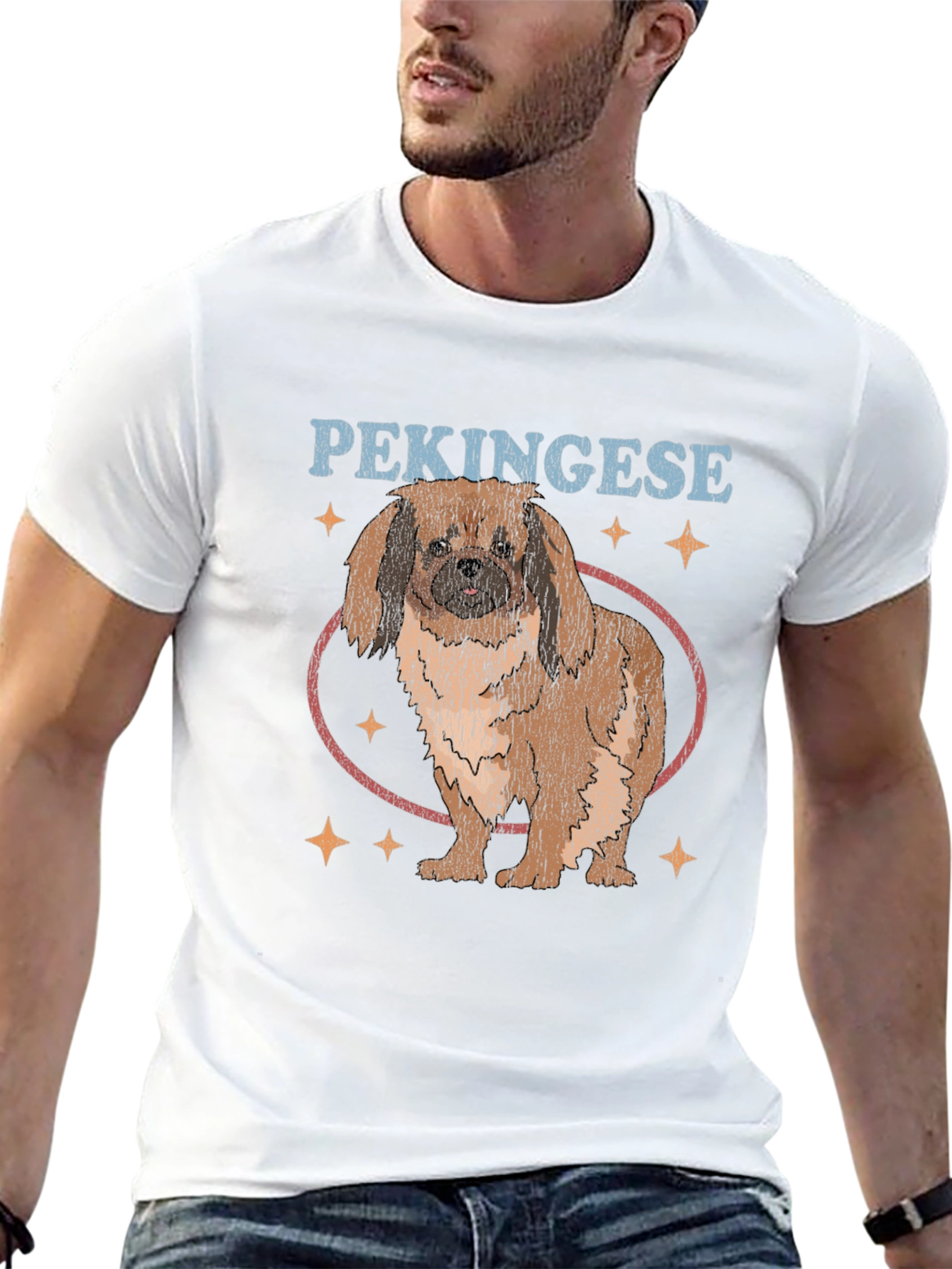 Pekingese Dog Graphic Print Black T-Shirt