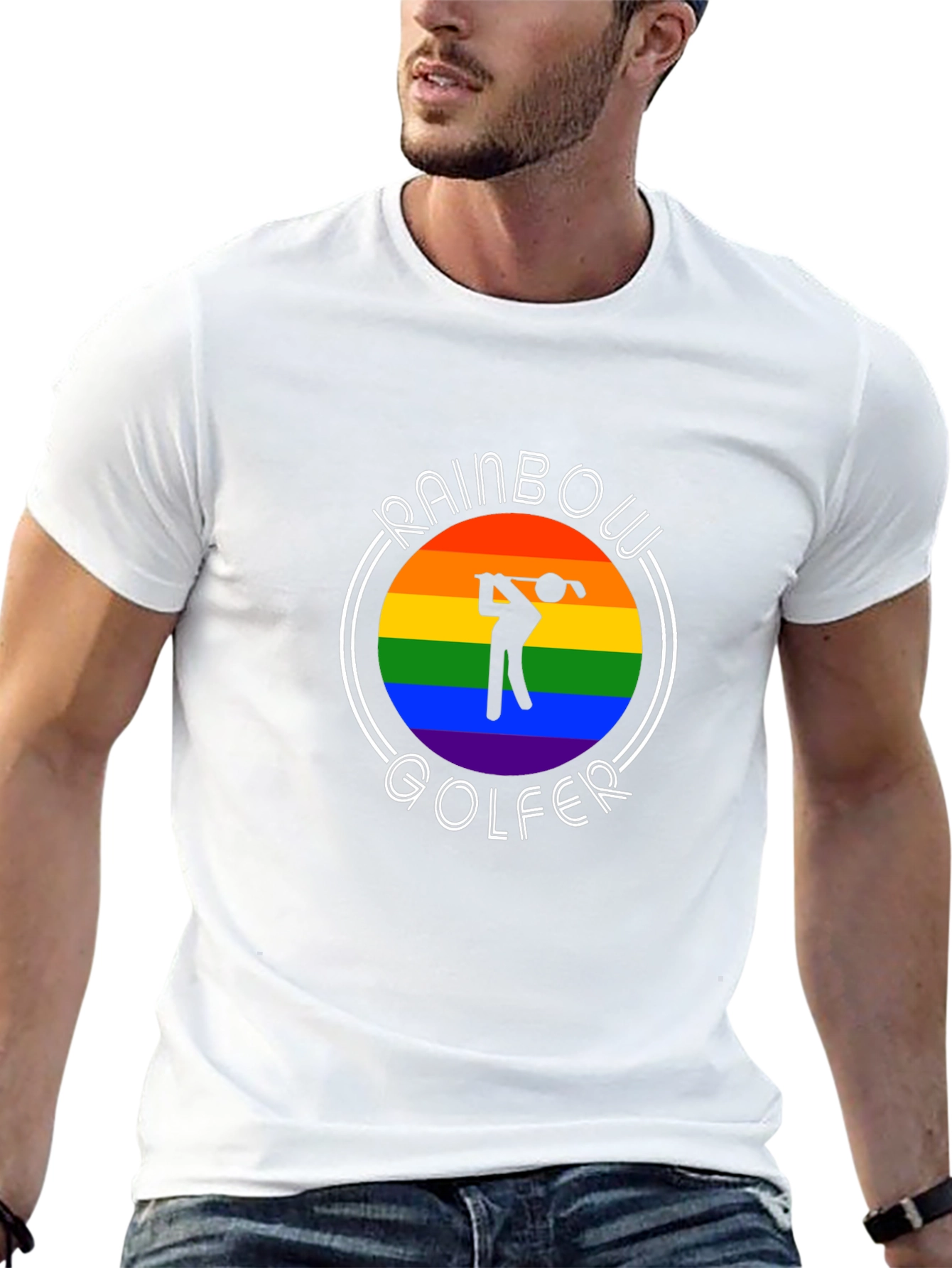 Rainbow Golfer Graphic T-Shirt