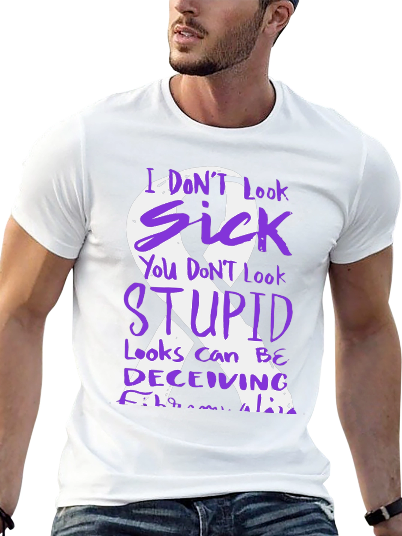 Fibromyalgia Awareness T-Shirt Purple Ribbon Design