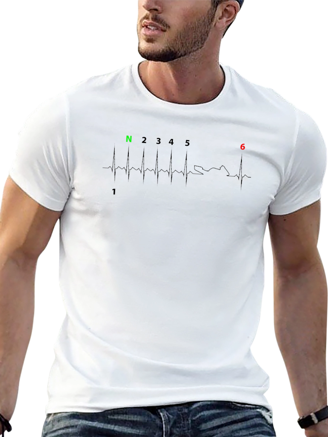 Motorcycle Heartbeat T-Shirt - Gear Shift Design