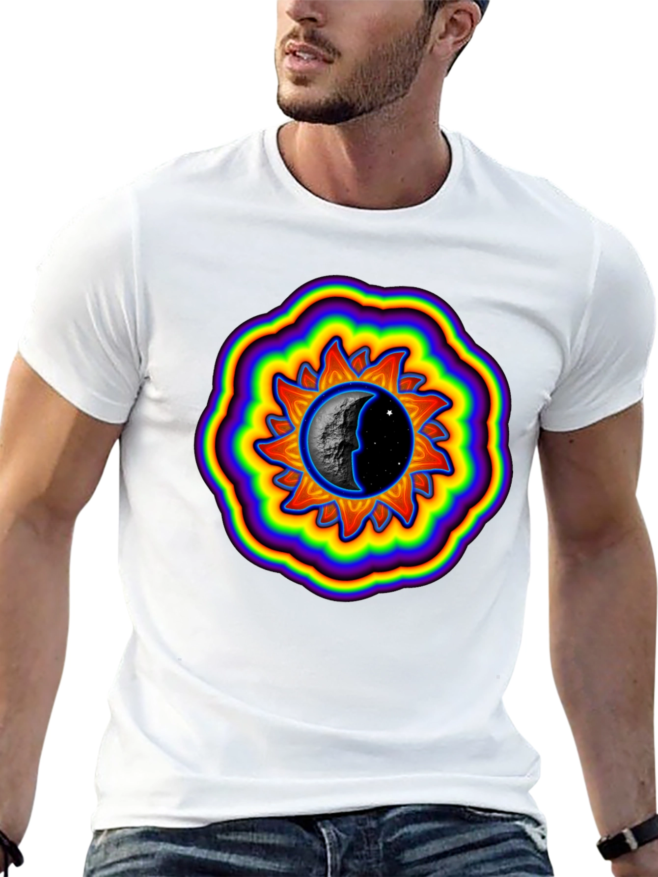 Sun and Moon Graphic Black T-Shirt