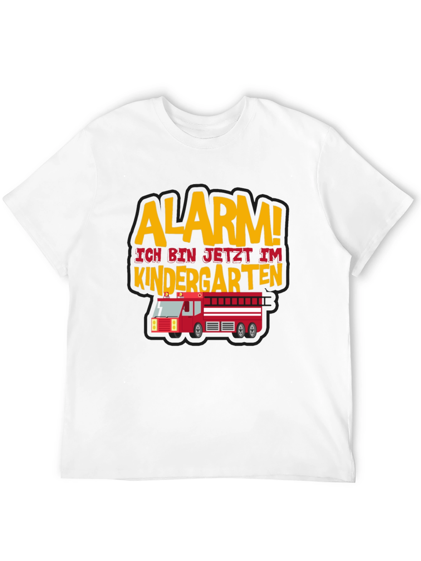 Alarm! Kindergarten Firetruck T-Shirt - Black