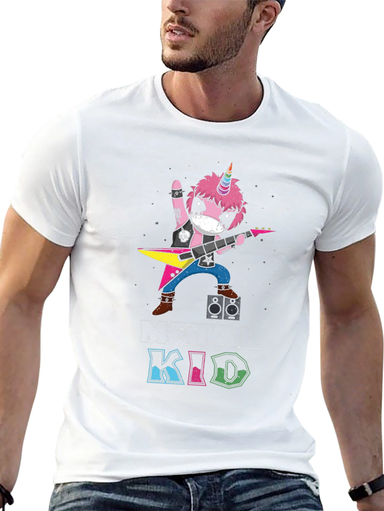 Metal Kid Unicorn Rocker Black T-Shirt