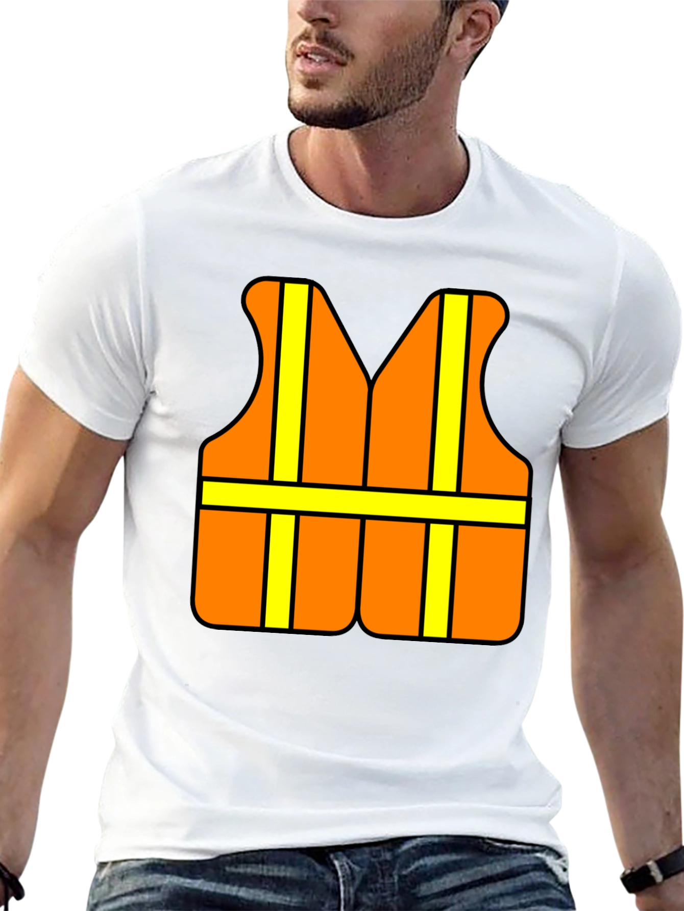Funny Construction Worker Safety Vest Graphic T-Shirt