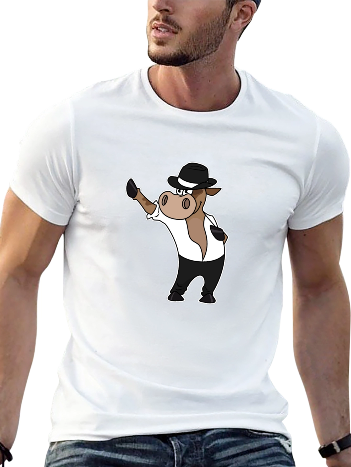 Cool Cartoon Horse in Hat Graphic T-Shirt