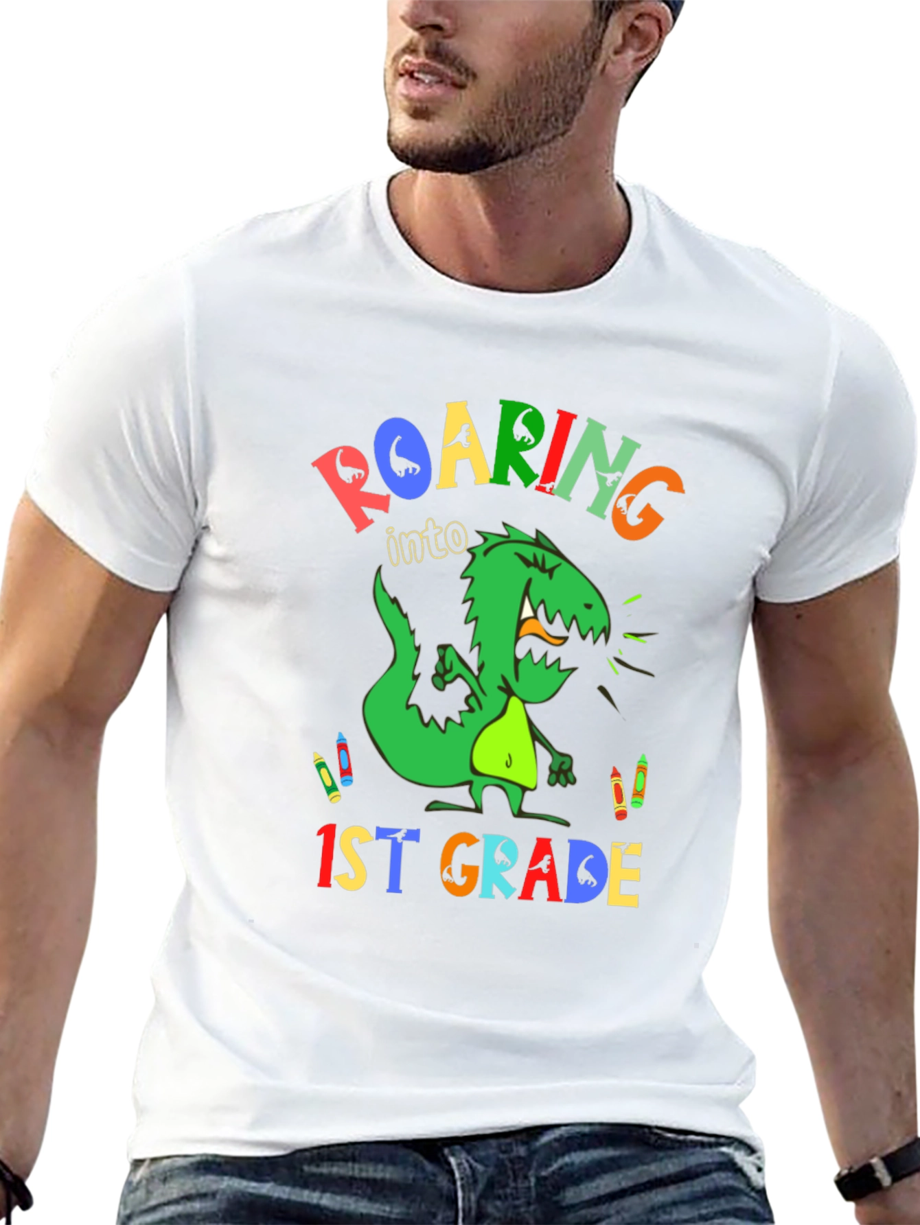 Roaring into 1st Grade Dinosaur T-Shirt