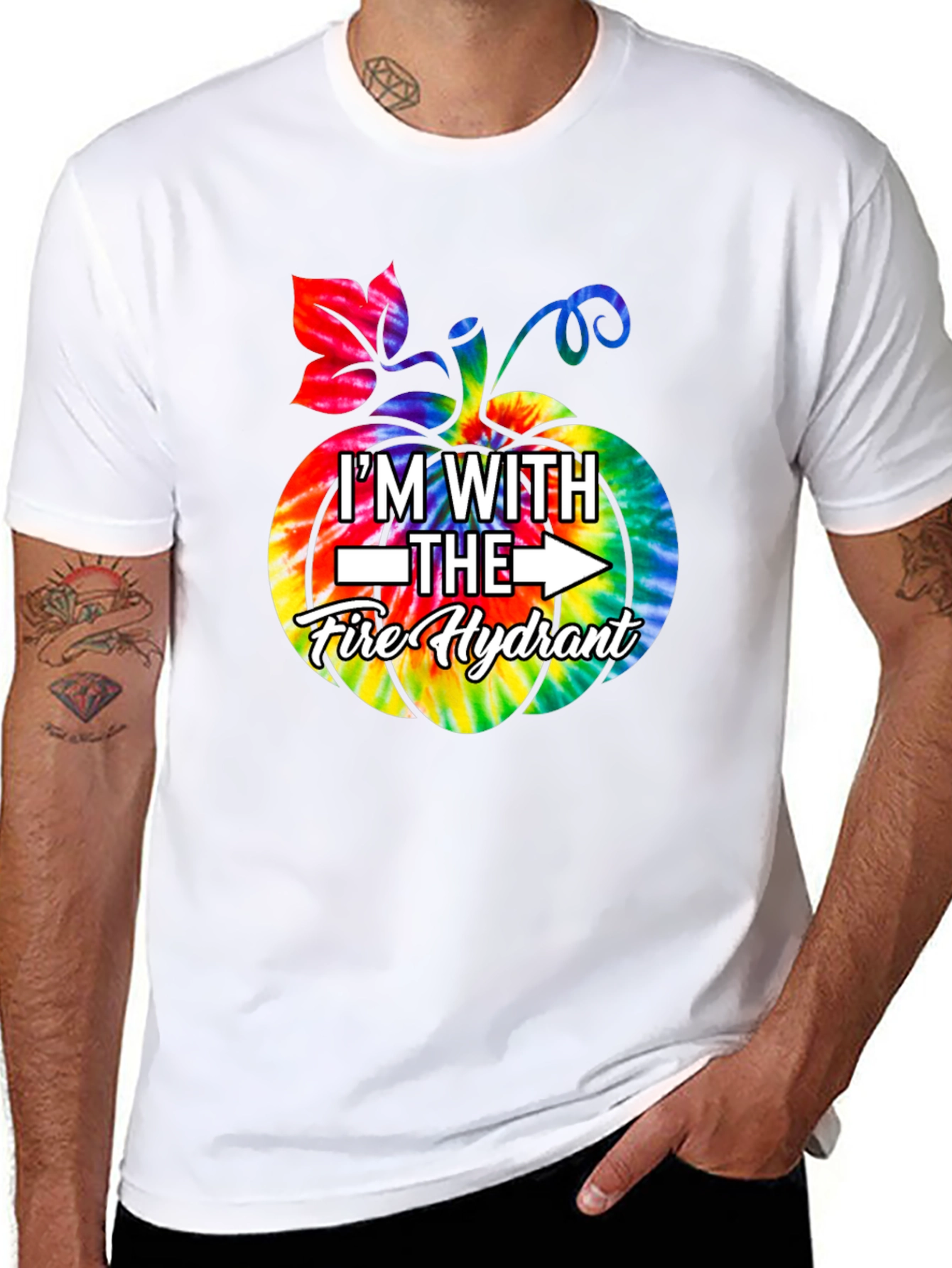 Im With The Fire Hydrant Tie-Dye Pumpkin T-Shirt