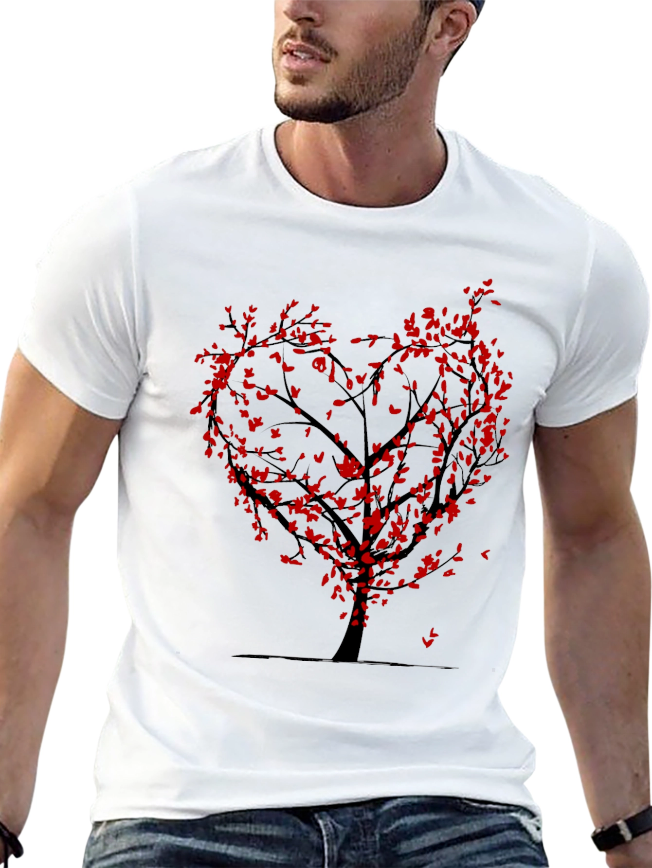 Heart Tree Graphic Tee - Trendy Black T-Shirt
