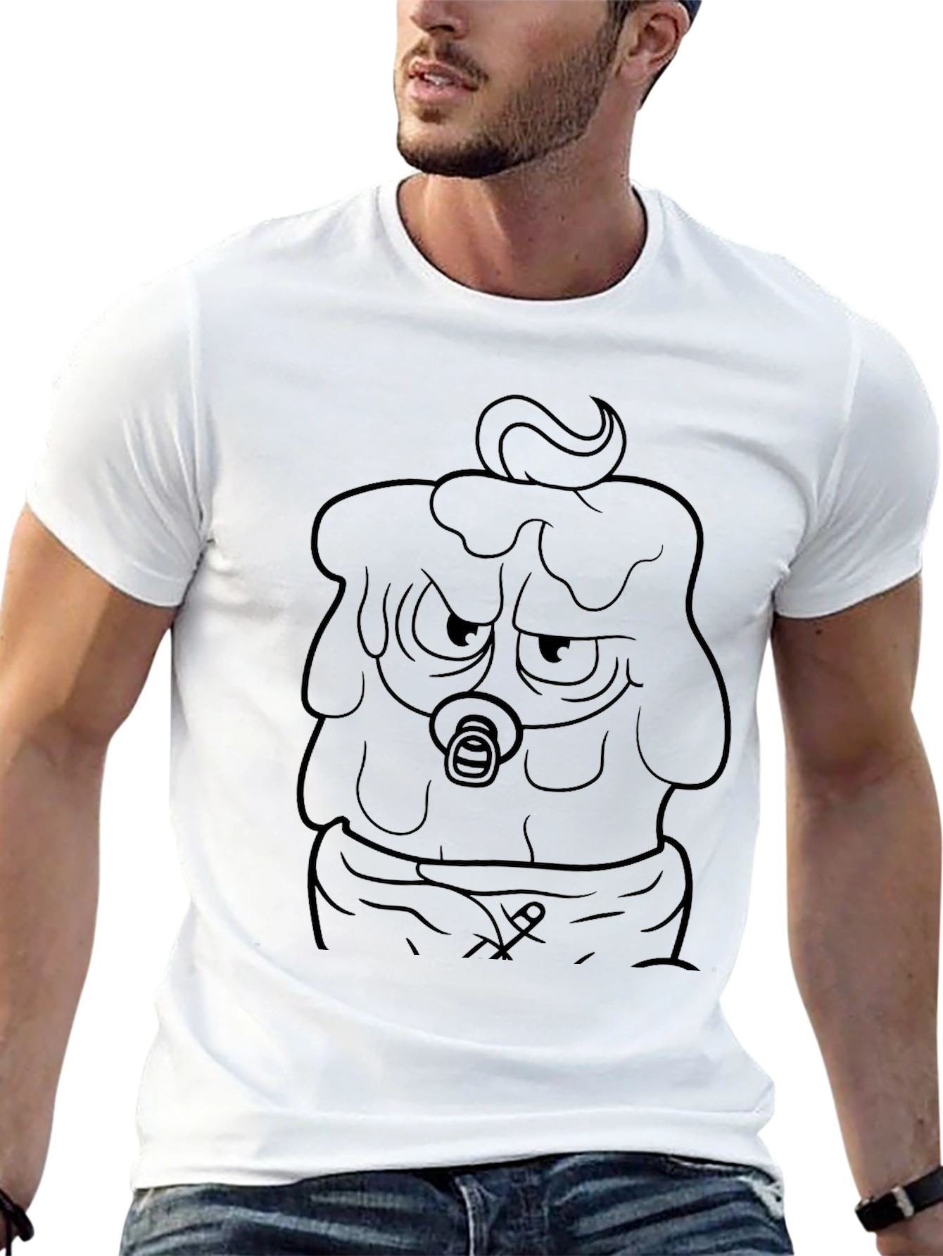 Grumpy Cartoon Character Graphic T-Shirt