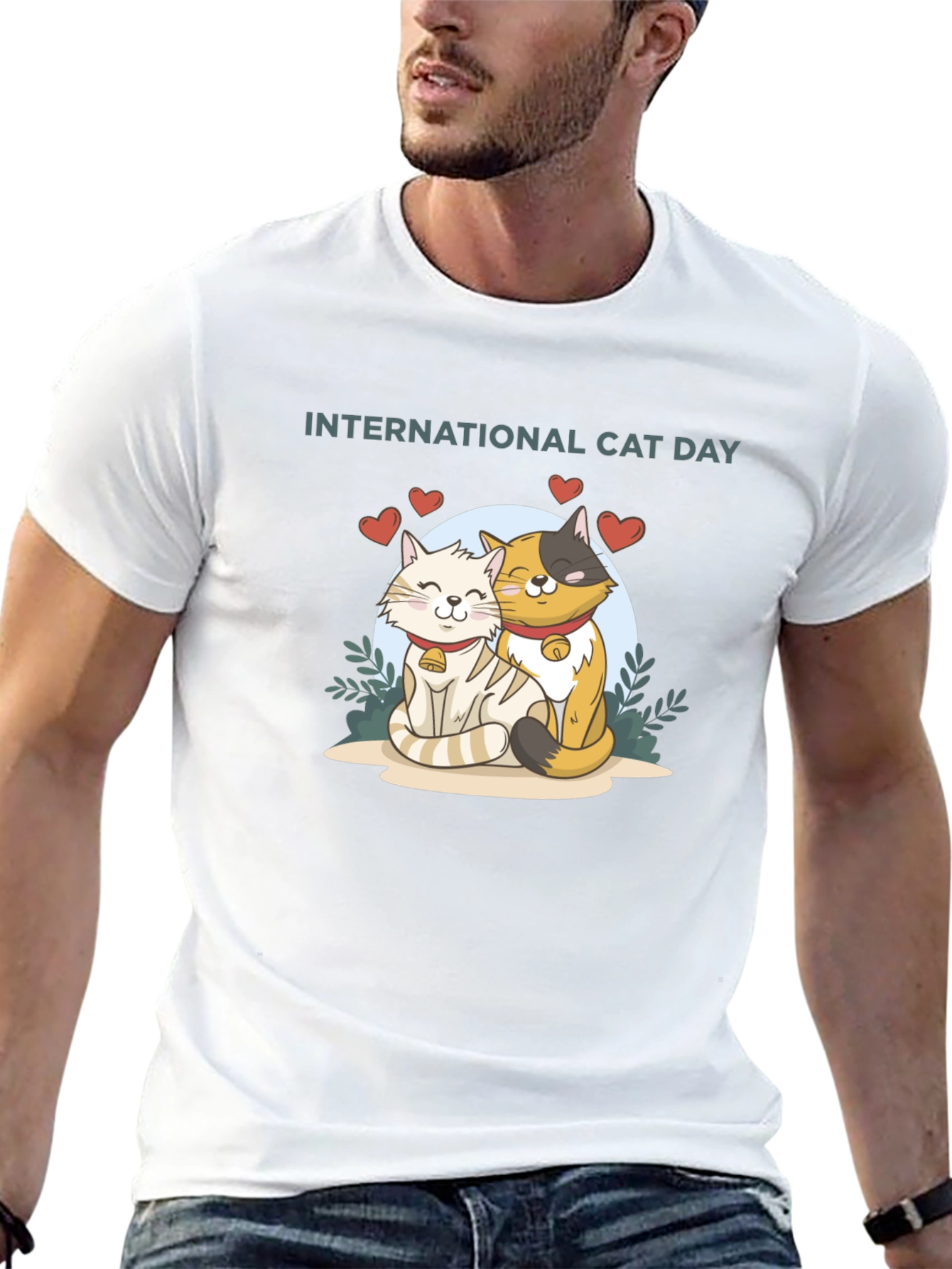 International Cat Day Black T-Shirt