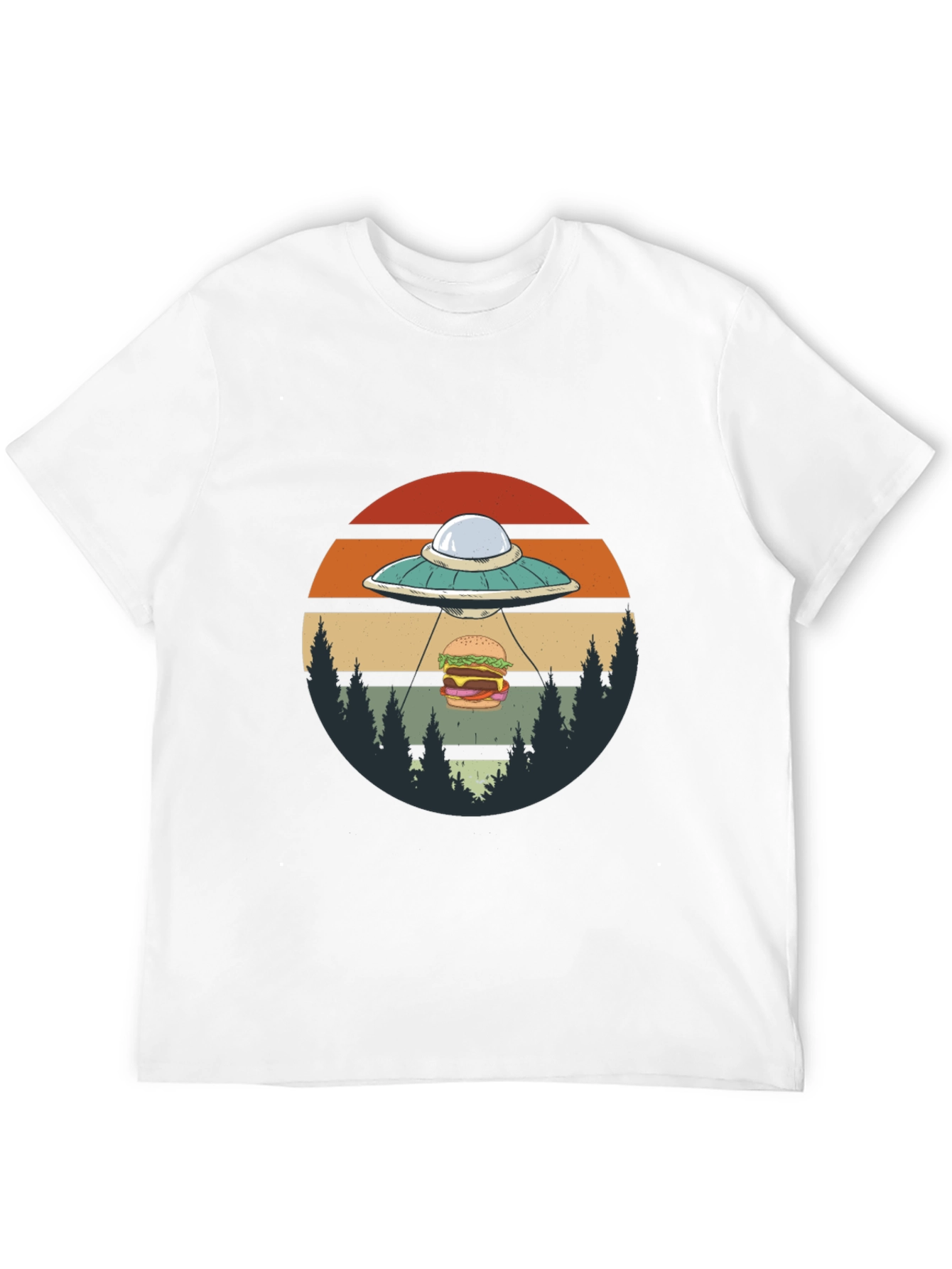 UFO Burger Abduction Graphic T-Shirt