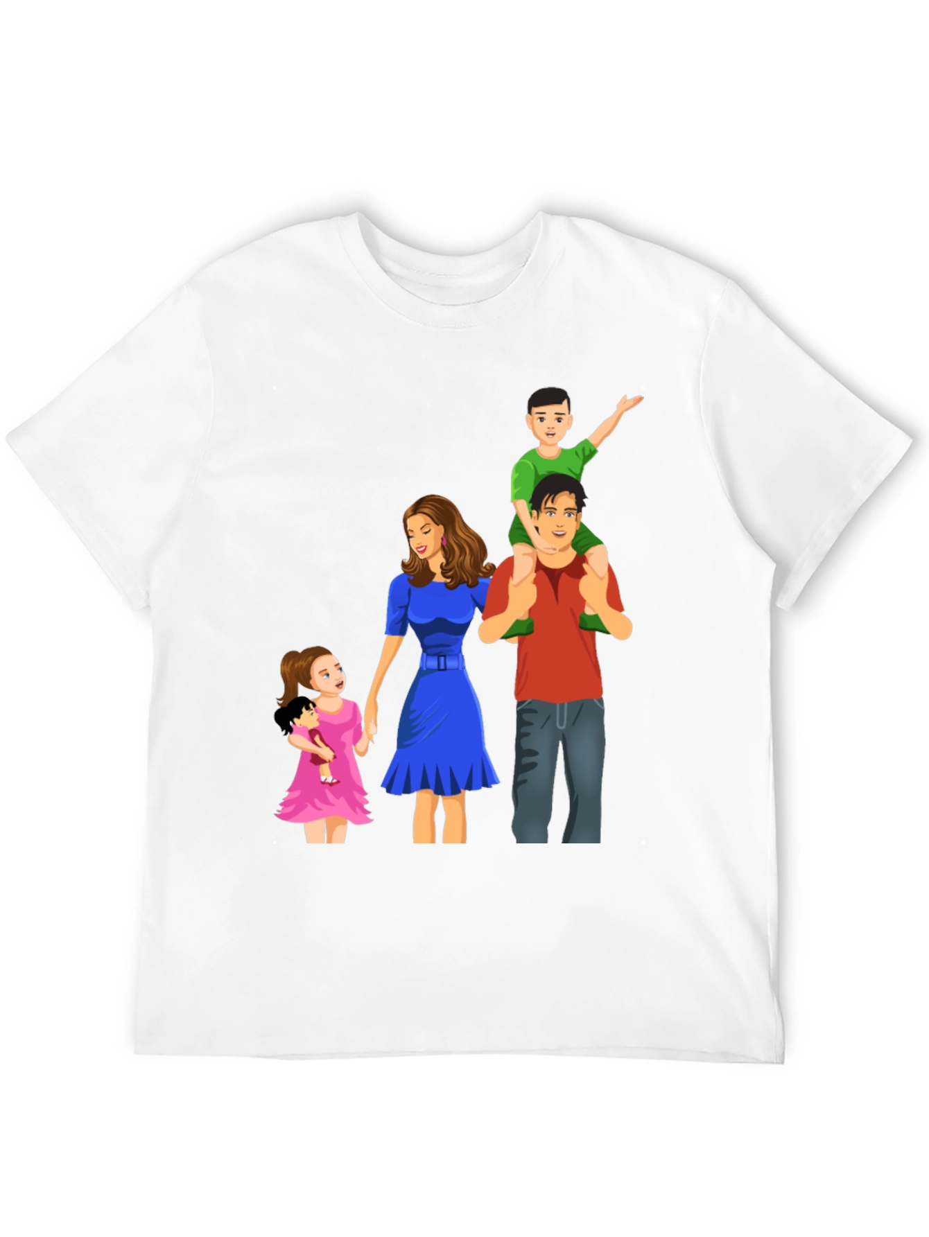 Family Cartoon Graphic Black T-Shirt