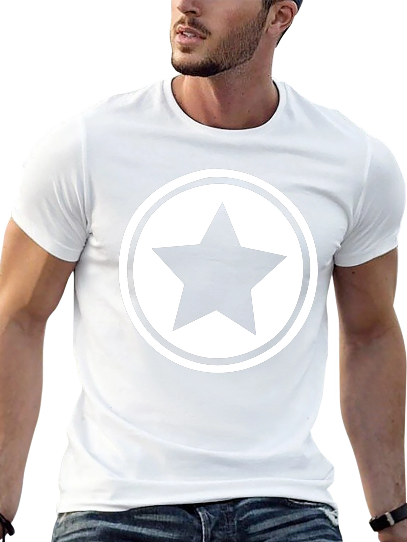 Star Graphic Tee - Black Cotton Blend T-Shirt