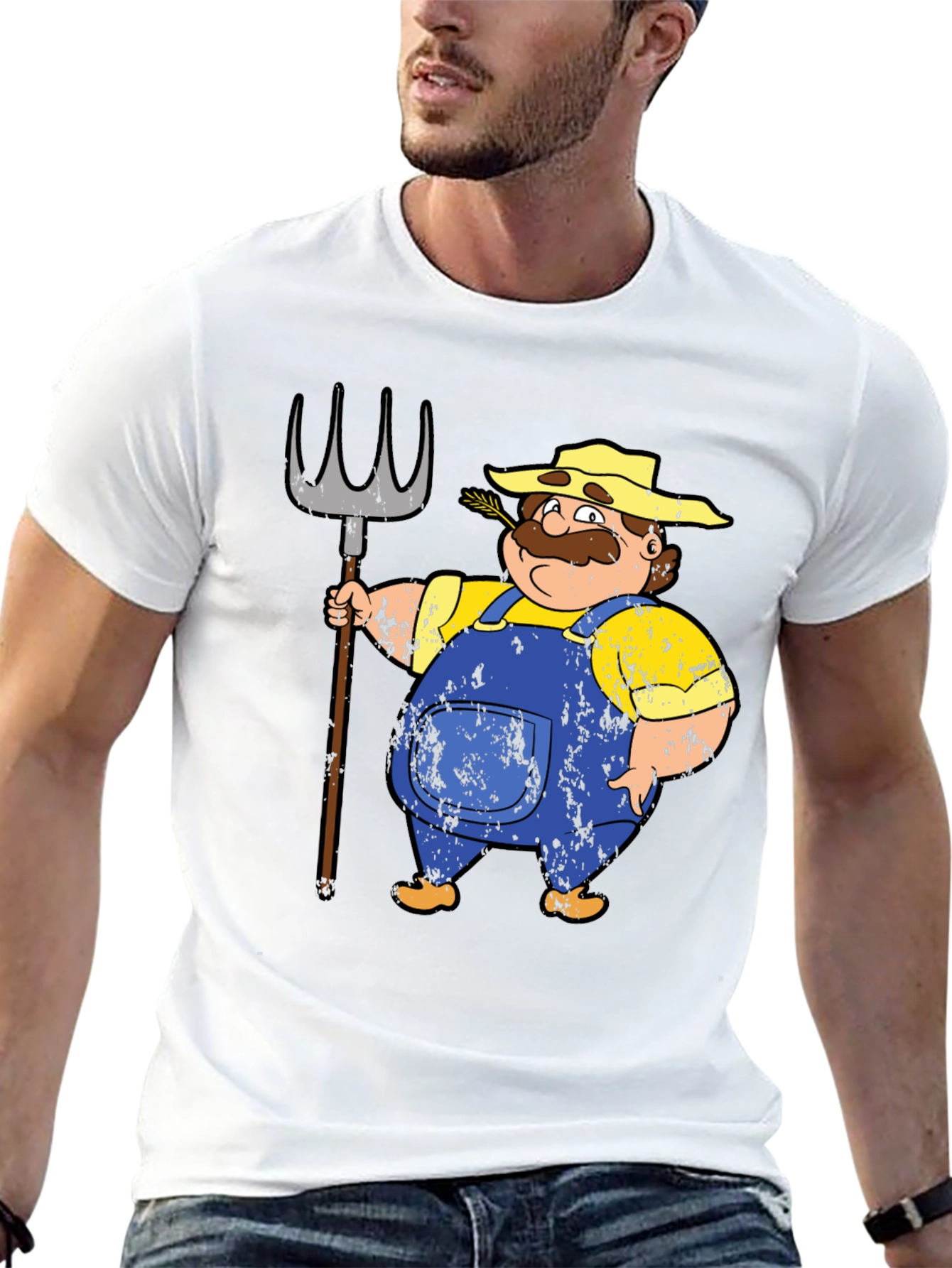 Farmer Cartoon T-Shirt - Mens Graphic Tee