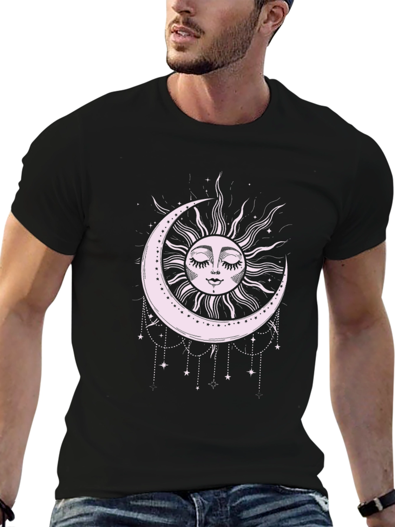 Celestial Moon & Sun Graphic T-Shirt