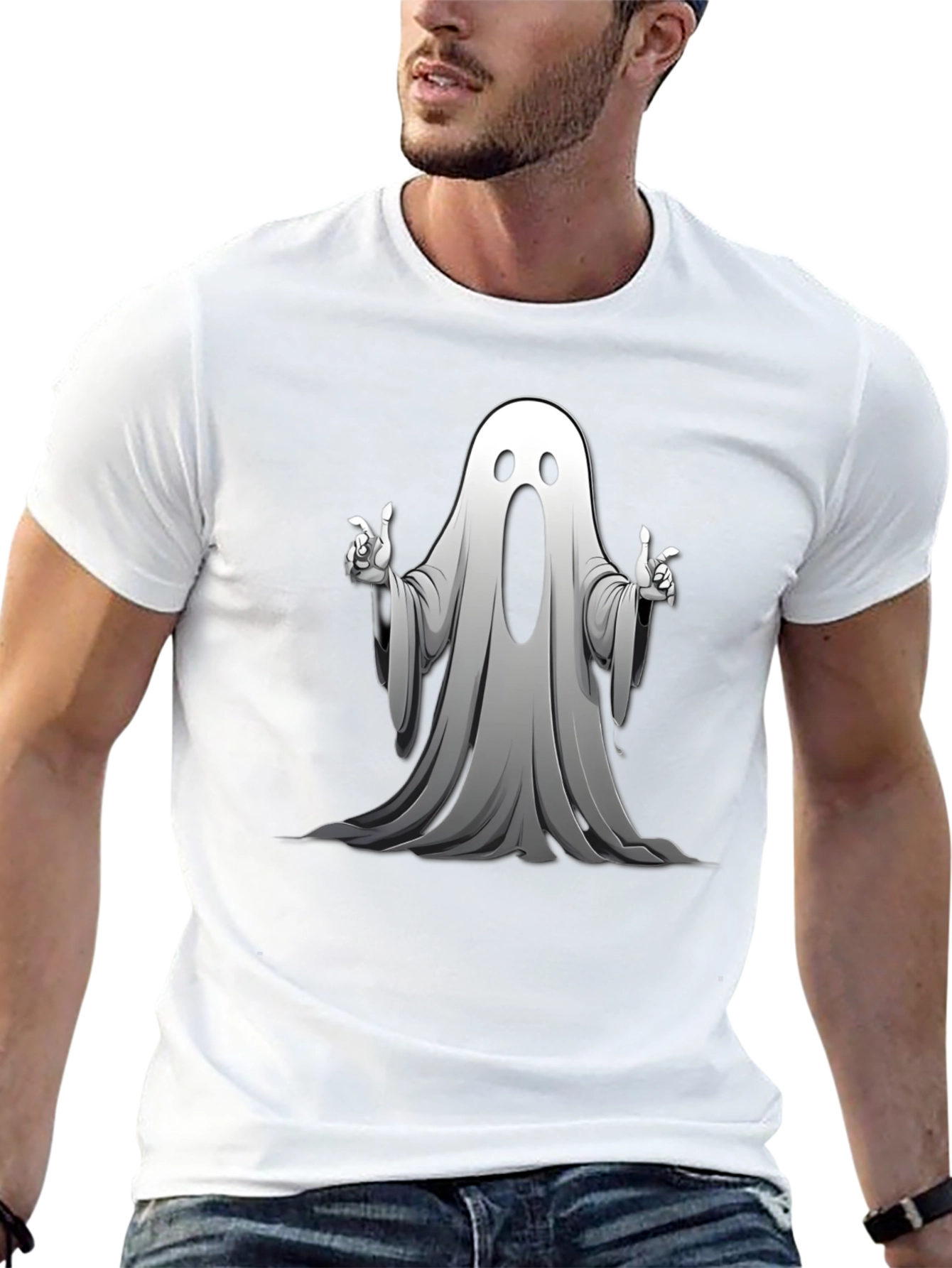 Spooky Ghost Graphic T-Shirt - Halloween Fun!