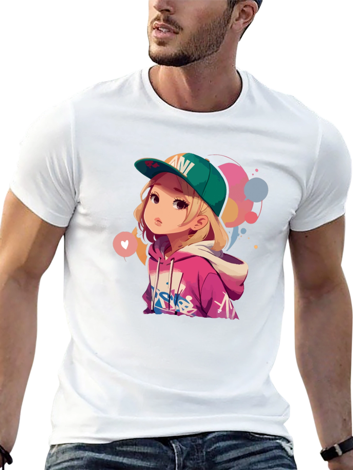 Anime Girl Graphic Tee - Stylish Black T-Shirt