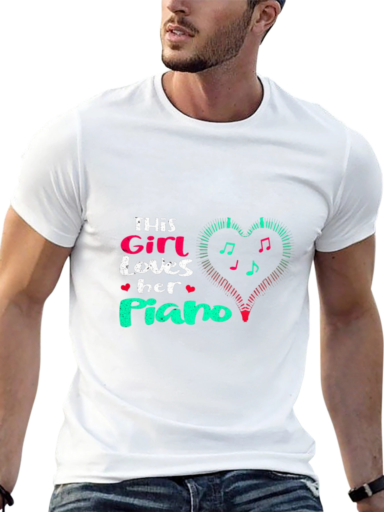 Girl Loves Piano Black T-Shirt