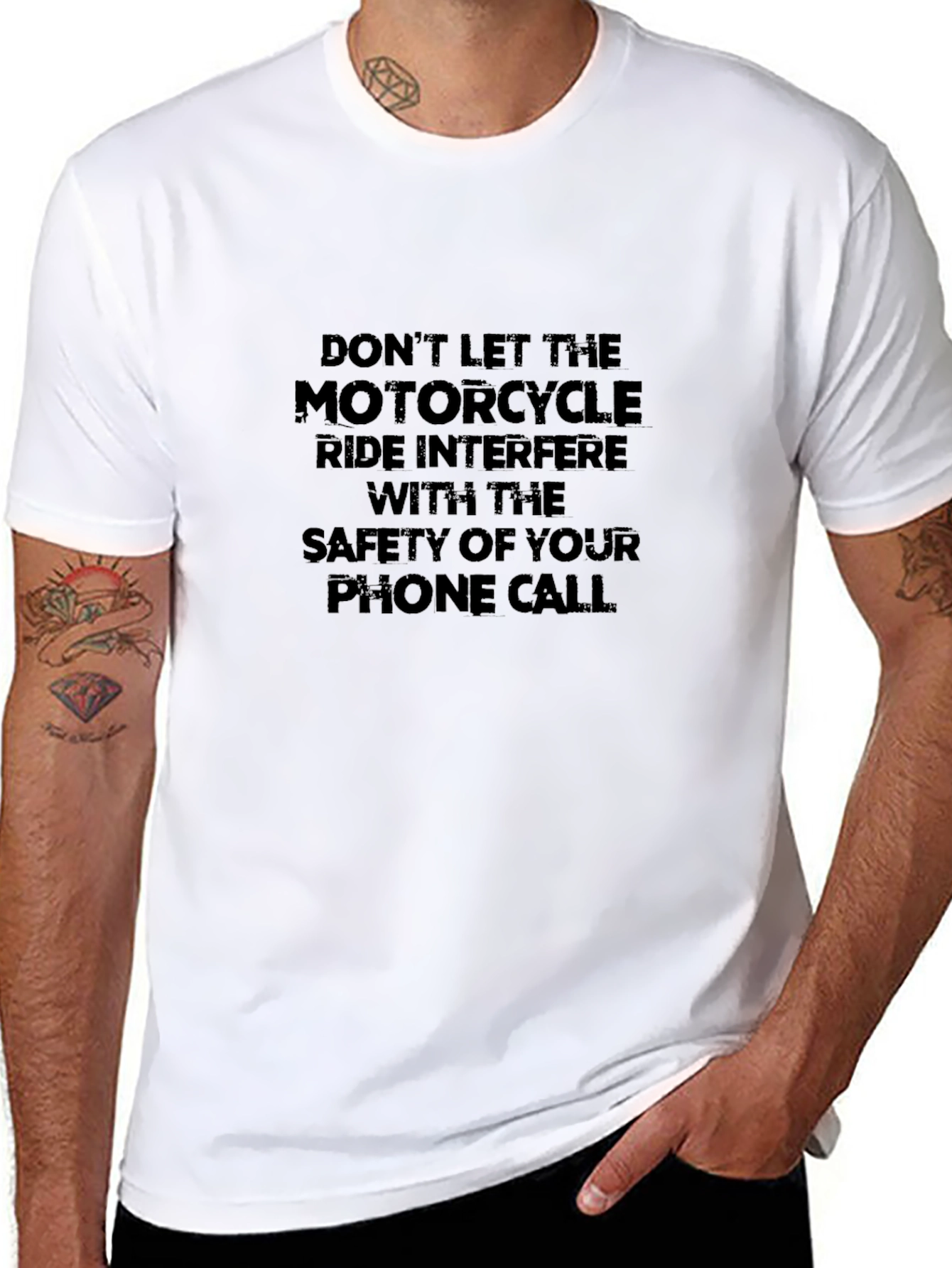 Motorcycle Safety T-Shirt - Phone Call Awareness