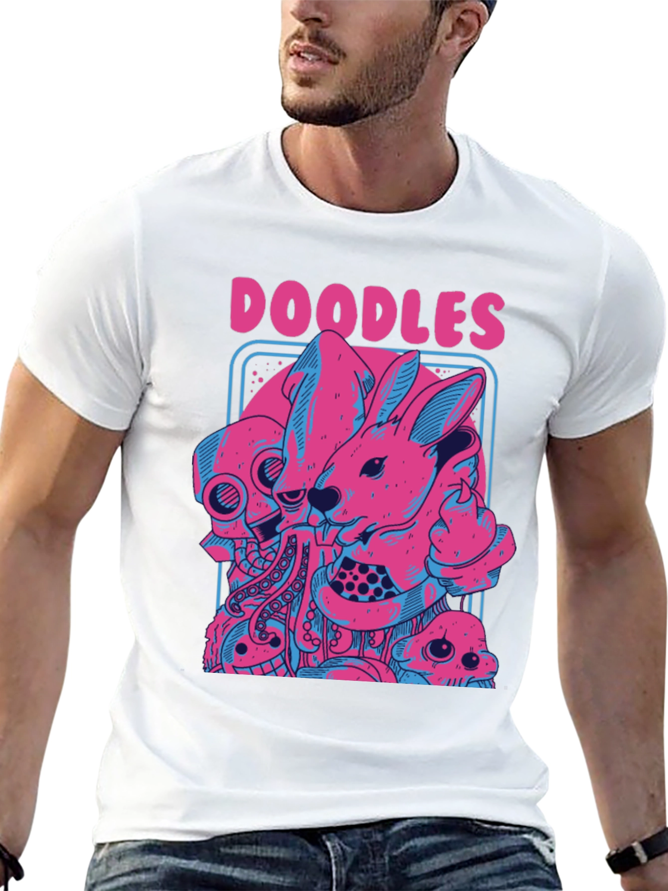 Doodles Graphic Print Black T-Shirt