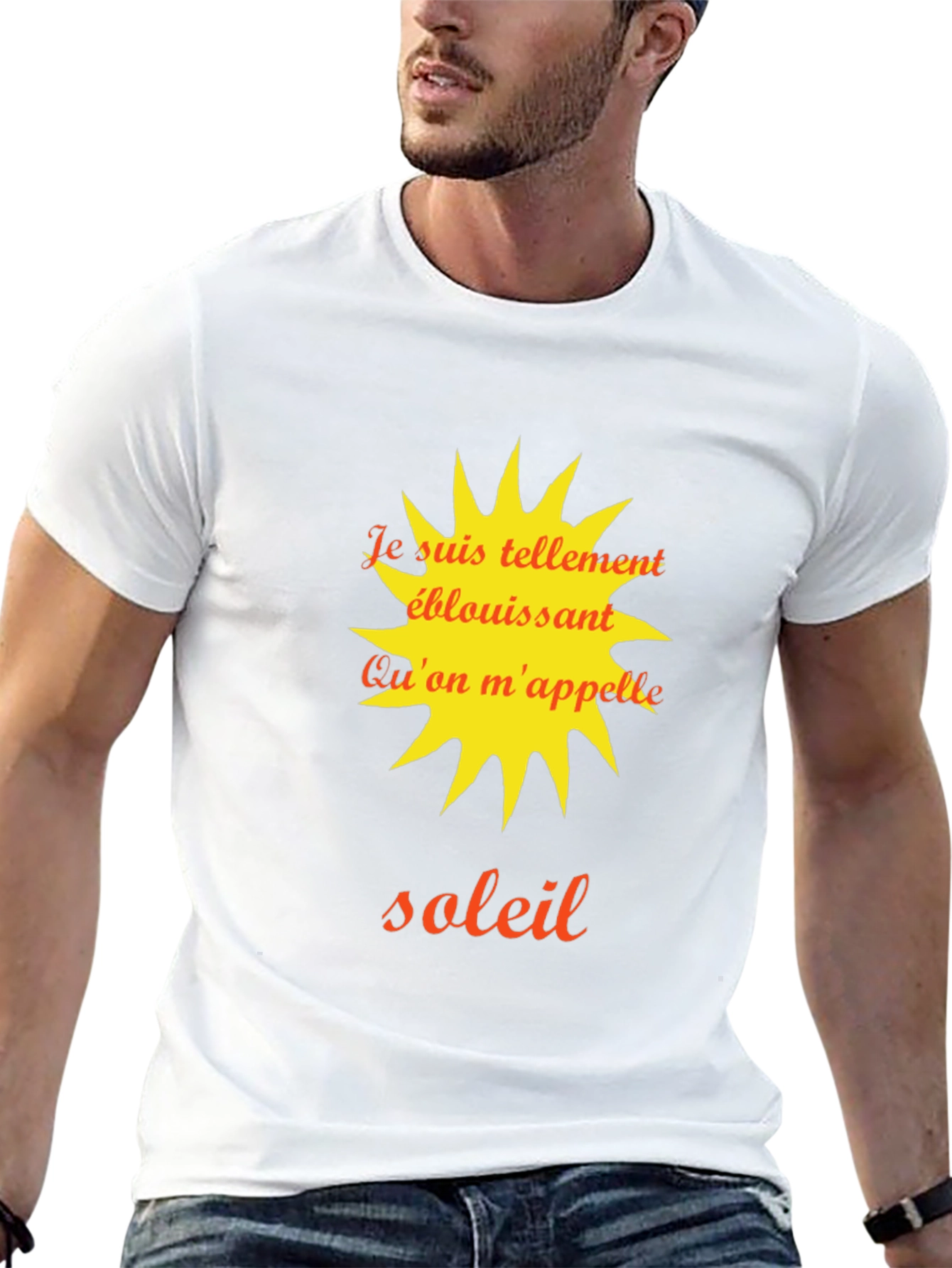 Stylish Black T-Shirt with a French Sun Design