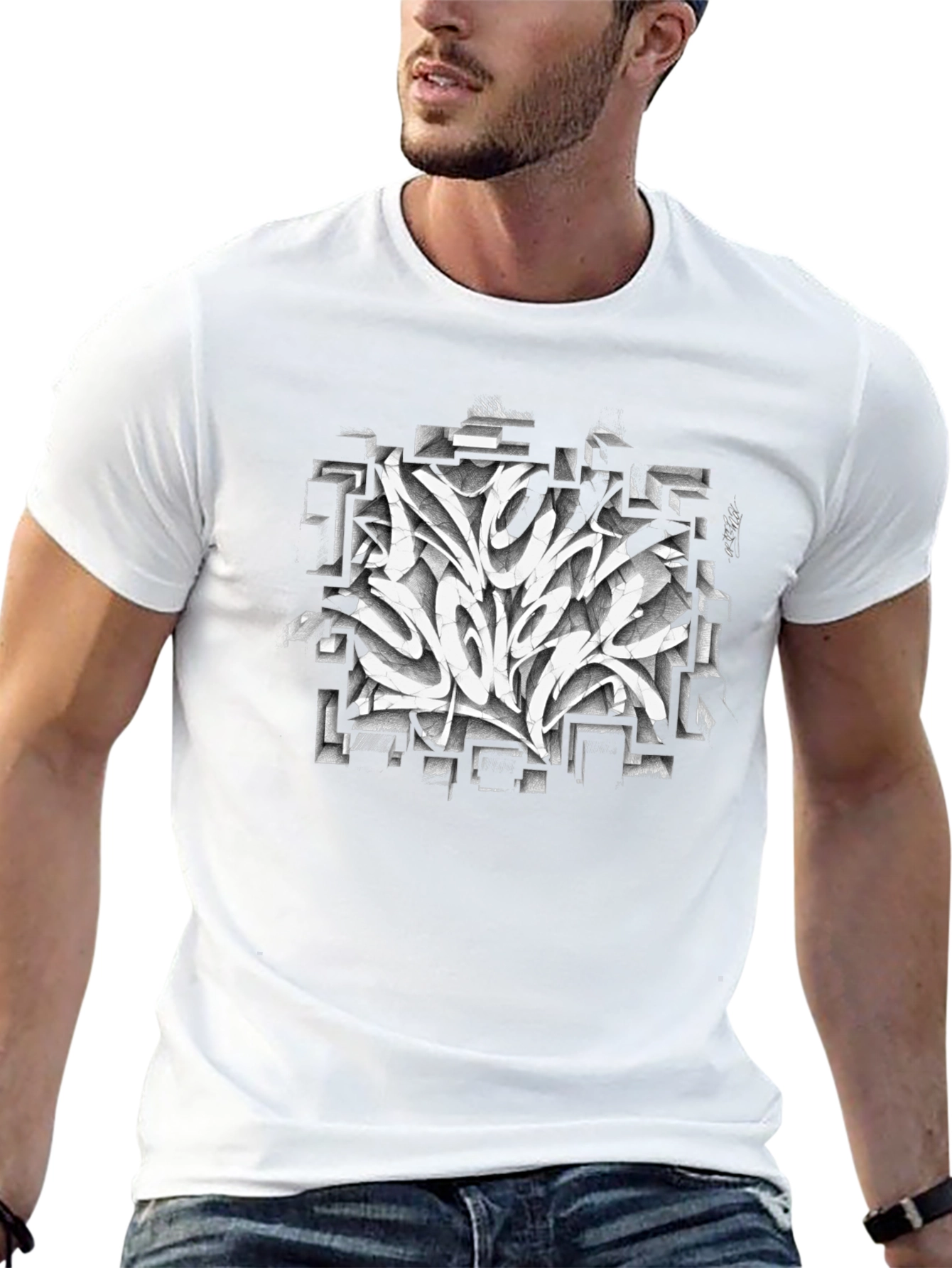 Abstract Graffiti Art Graphic Black T-Shirt