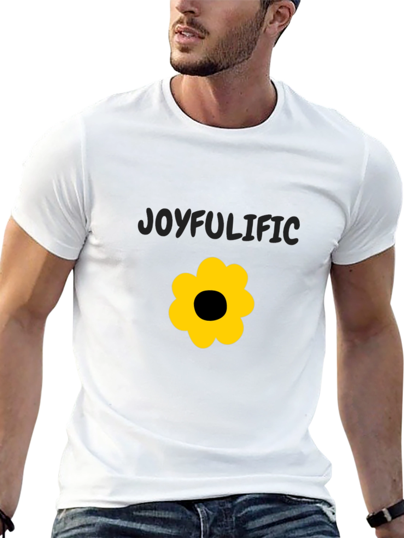 Joyfulific Black Graphic Tee with Flower