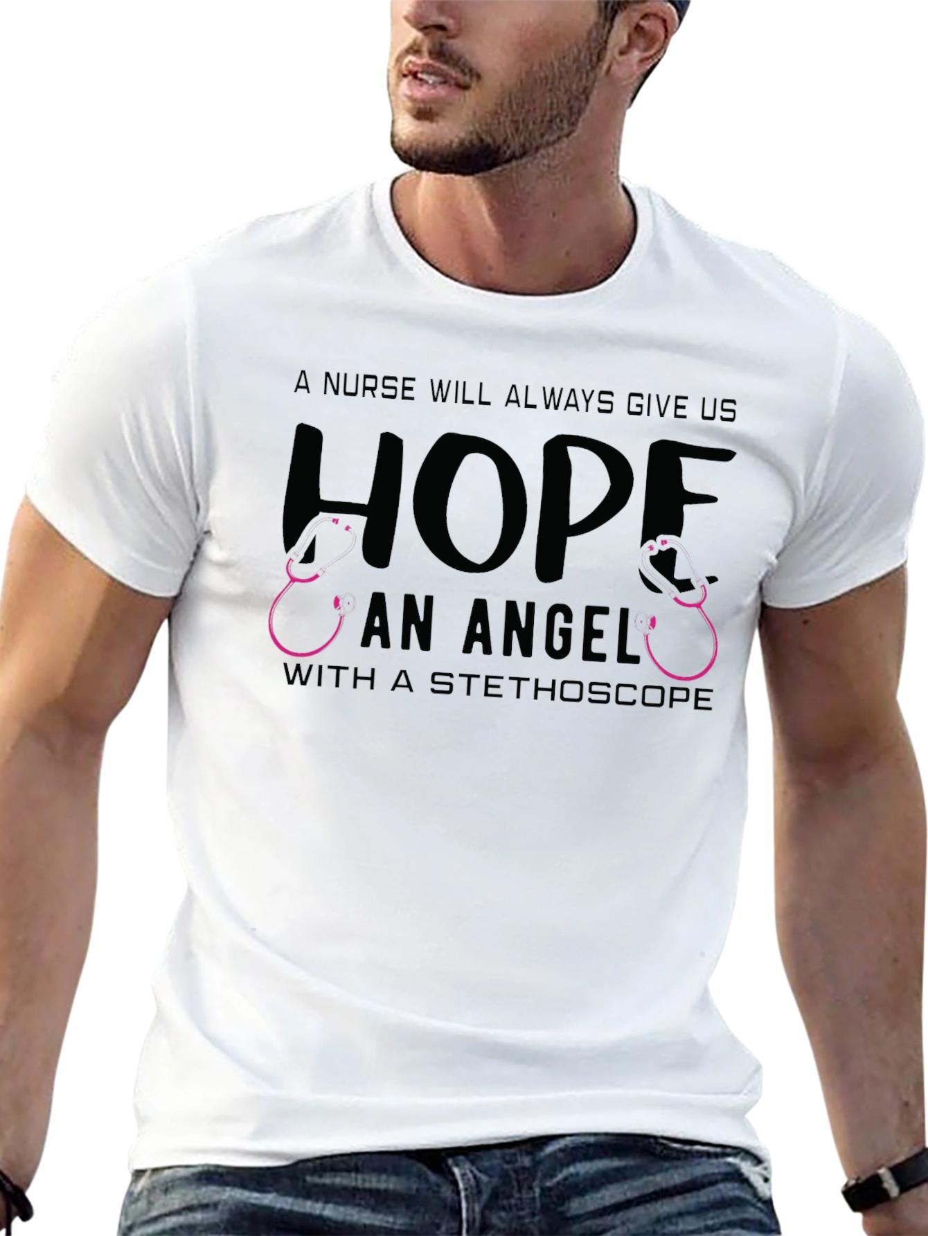 Nurse Hope Stethoscope Graphic T-Shirt