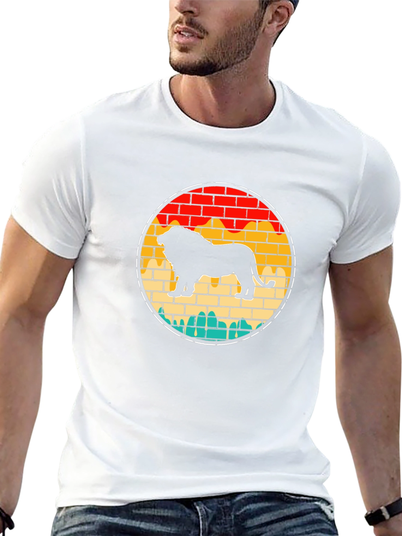 Lion Retro Sunset Graphic Tee