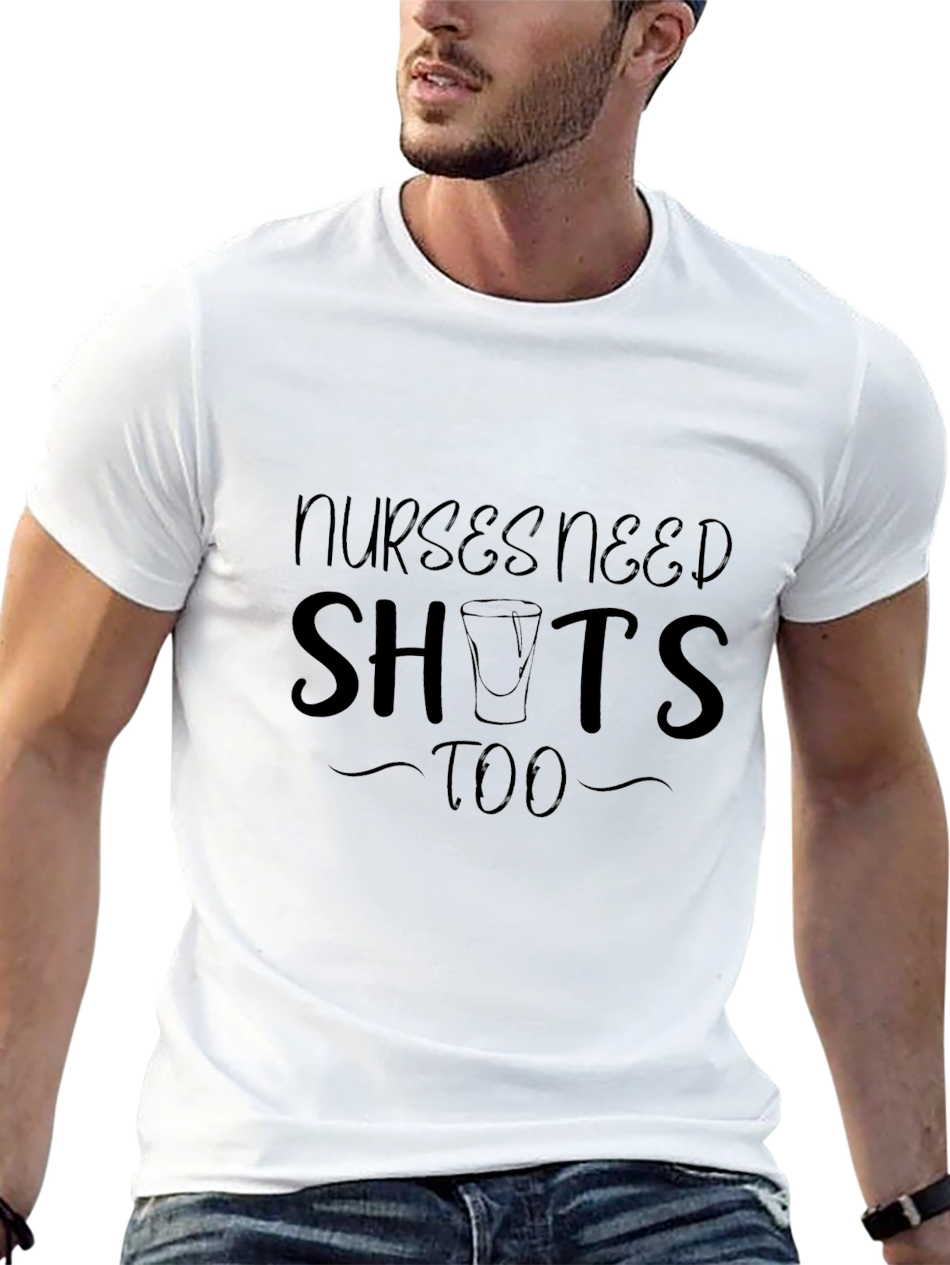 Nurses Need Shots Too Black Graphic T-Shirt