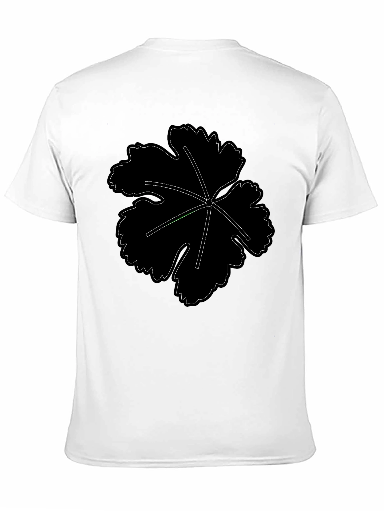 Mens Black T-Shirt with Leaf Design