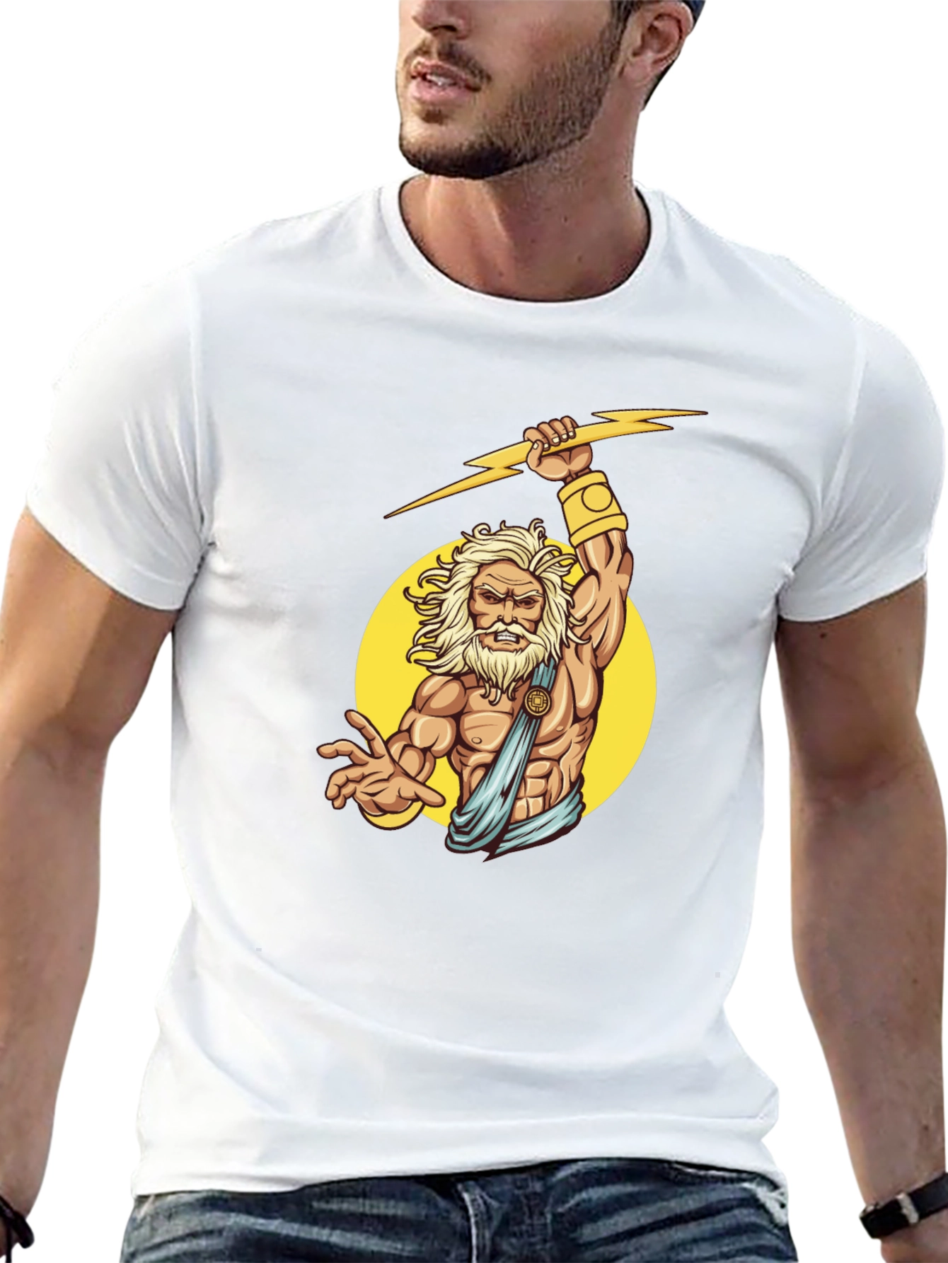 Zeus Graphic Black T-Shirt - Mythical God Design