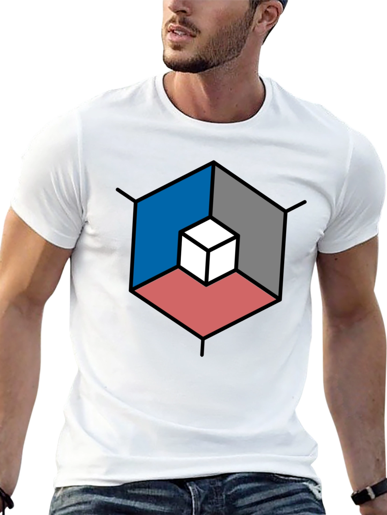 Geometric Cube Illusion Black T-Shirt